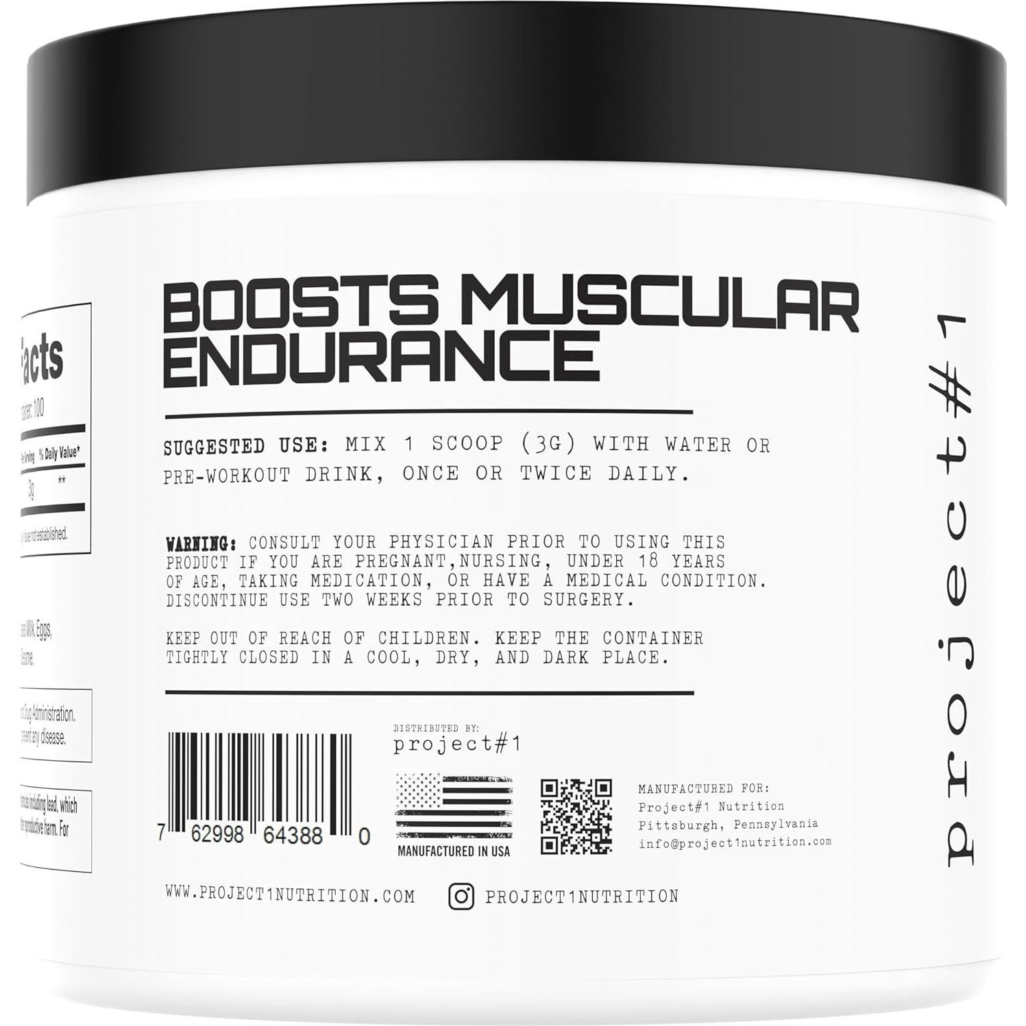 Polvo de Beta-Alanina Project #1 Nutrition 300g Sin Sabor