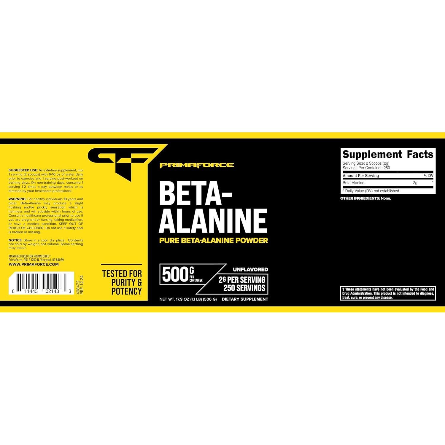 Beta Alanina en Polvo PrimaForce 500g - Suplemento Fitness
