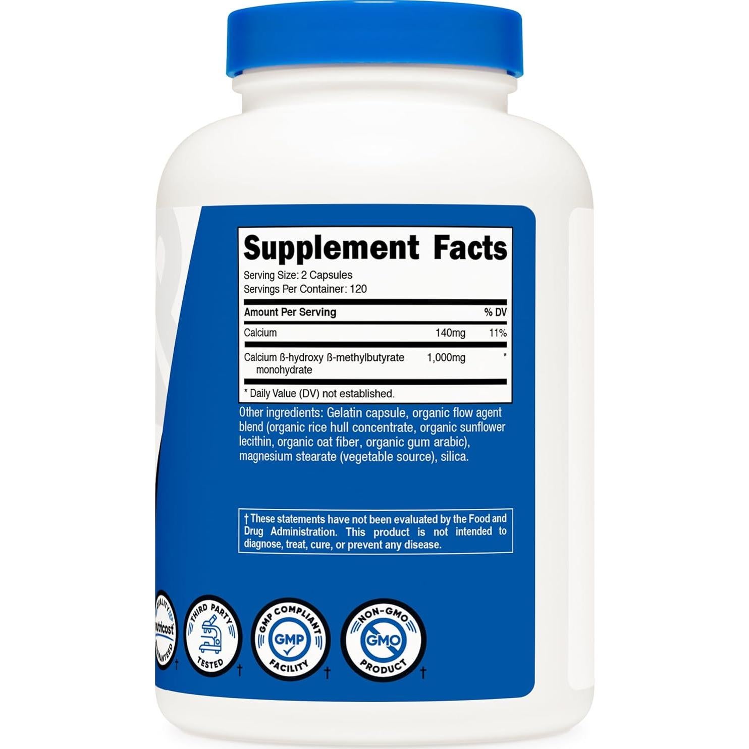 Nutricost HMB 1000mg 240 Cápsulas Sin Gluten y No OGM