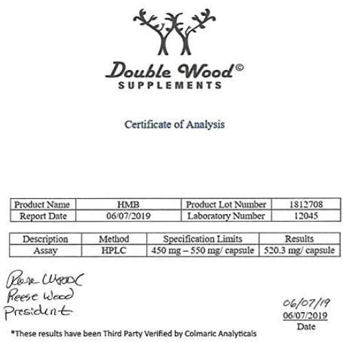 Suplemento HMB Double Wood 120 Cápsulas 1000mg No OGM
