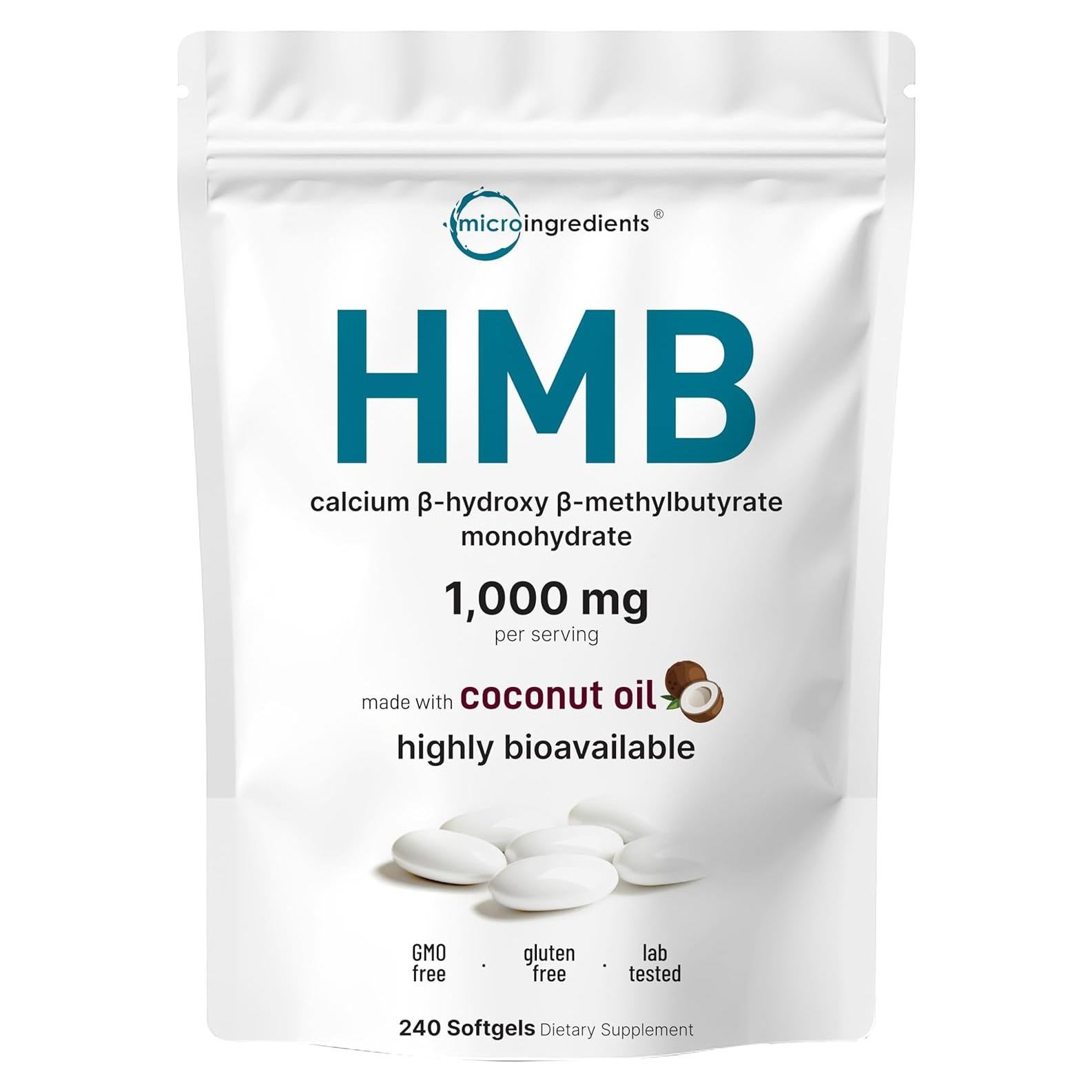 Suplemento HMB 1000mg Micro Ingredients 240 Gelatinas Blandas