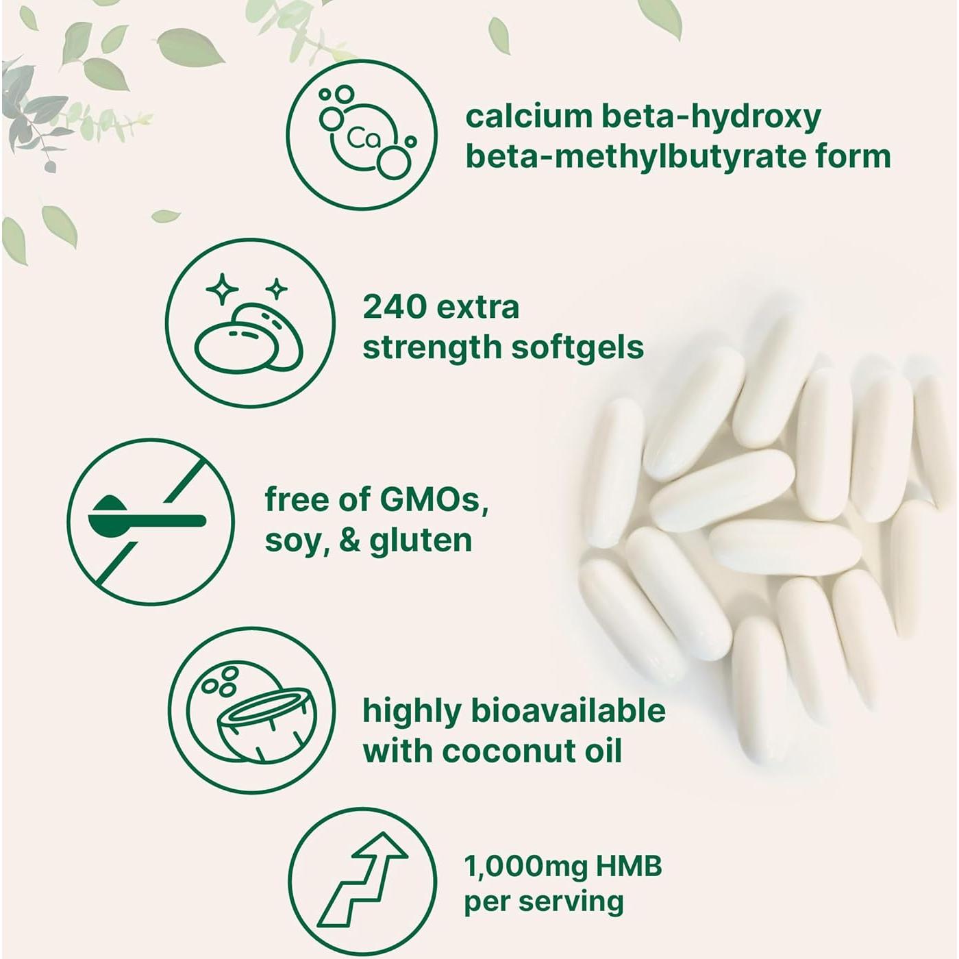 Suplemento HMB 1000mg Micro Ingredients 240 Gelatinas Blandas