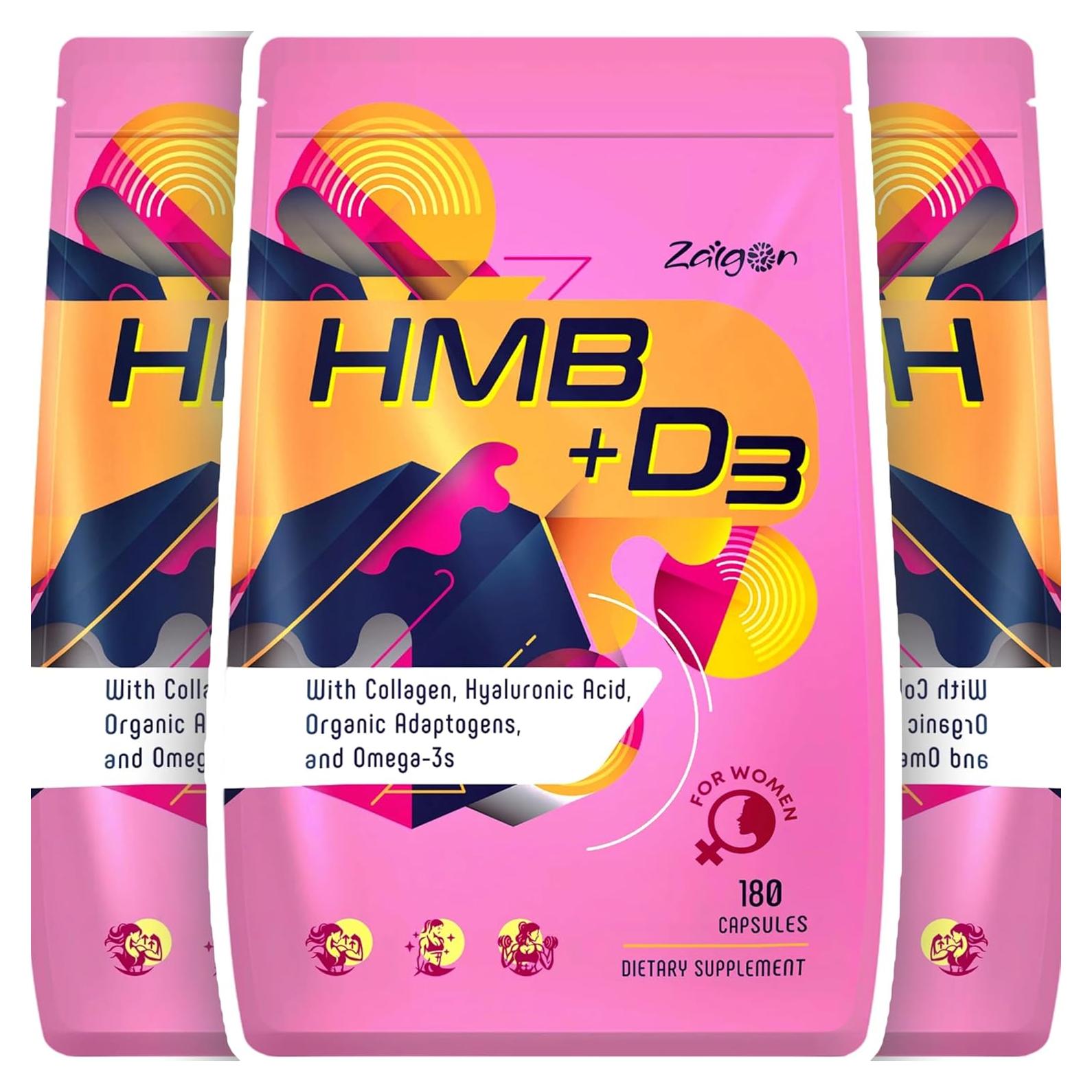 Suplemento HMB Zaigon para Mujeres 180 Cápsulas | Vitamina D3, Colágeno, Omega 3