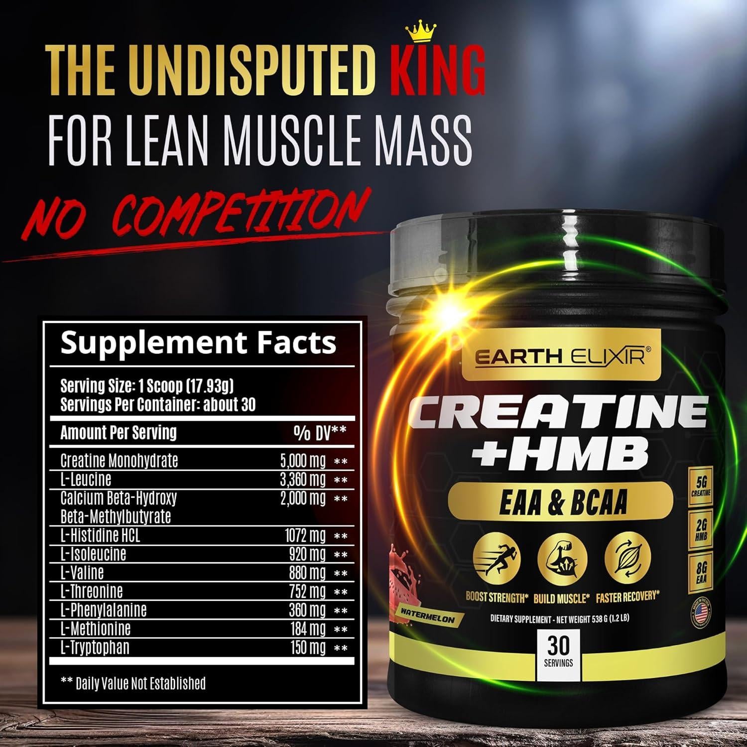 Suplemento de Creatina HMB Earth Elixir 5g Creatina 2g HMB