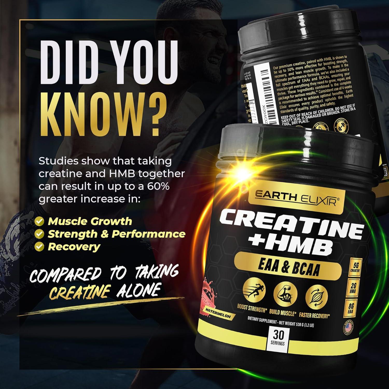 Suplemento de Creatina HMB Earth Elixir 5g Creatina 2g HMB