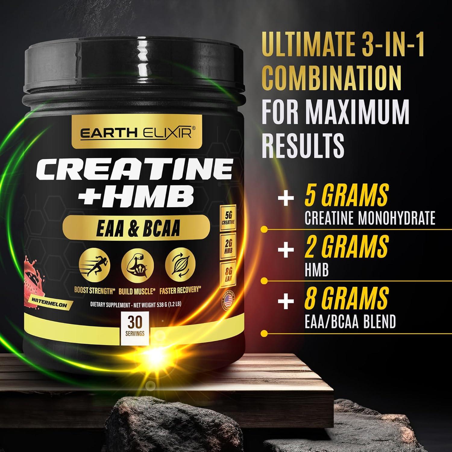 Suplemento de Creatina HMB Earth Elixir 5g Creatina 2g HMB