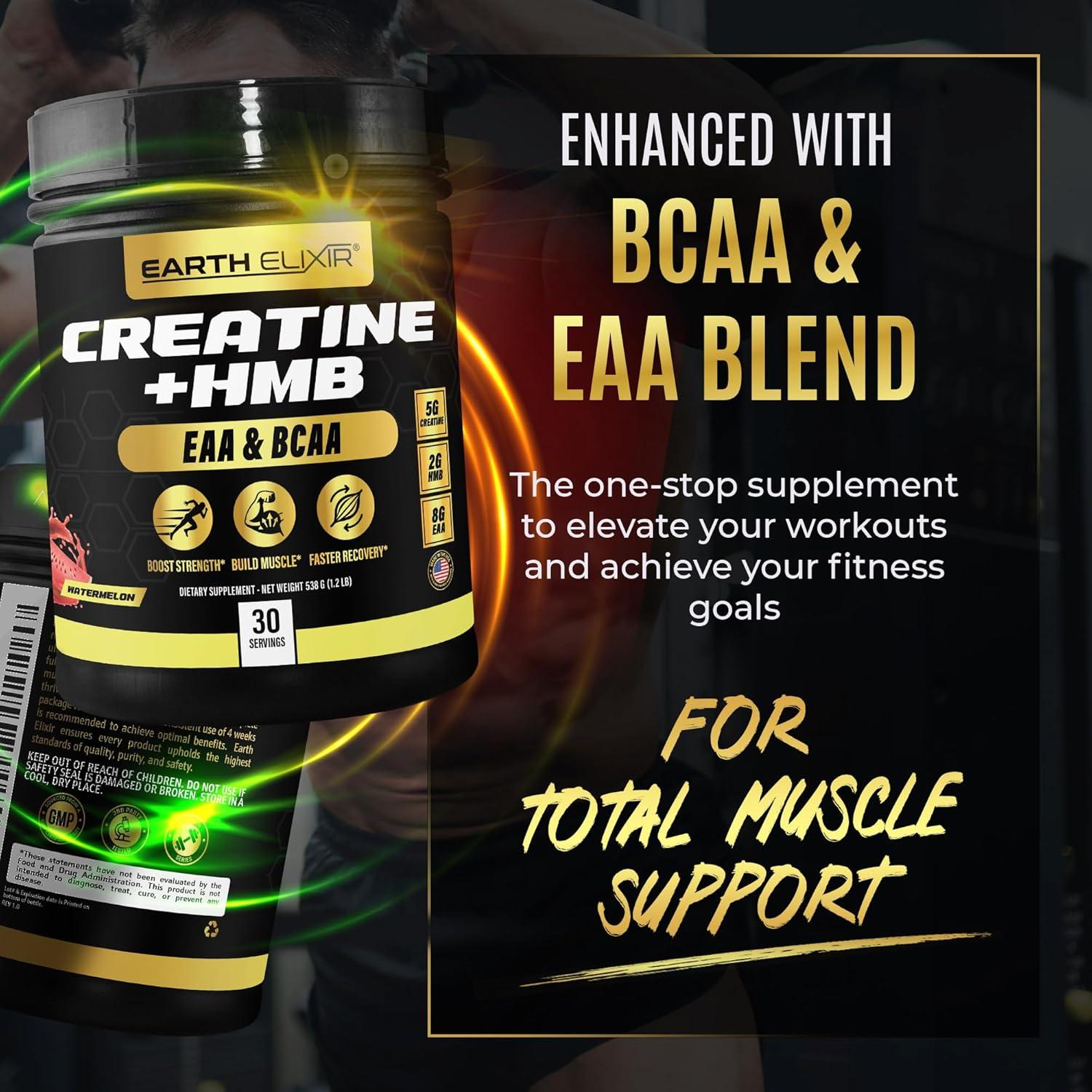 Suplemento de Creatina HMB Earth Elixir 5g Creatina 2g HMB