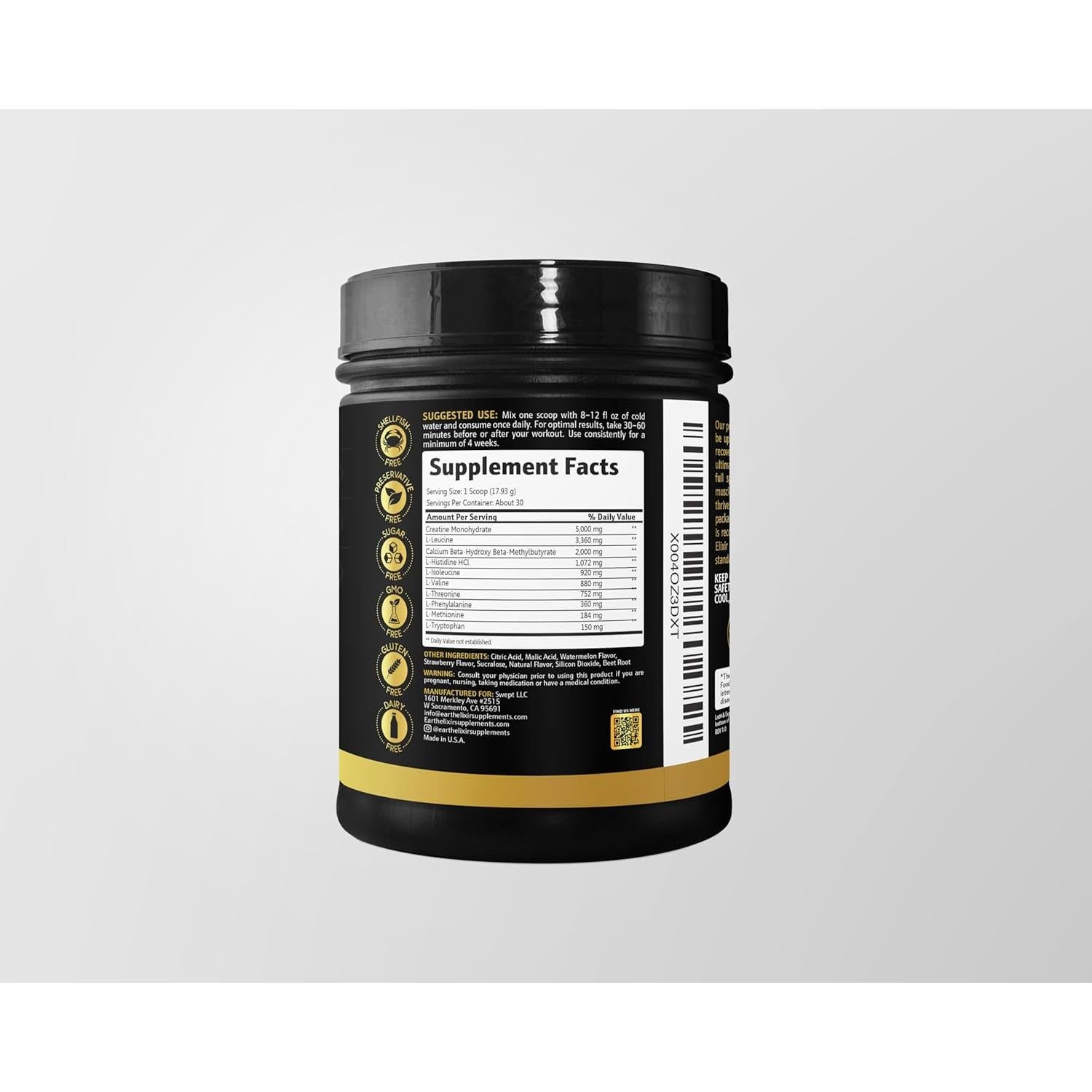 Suplemento de Creatina HMB Earth Elixir 5g Creatina 2g HMB