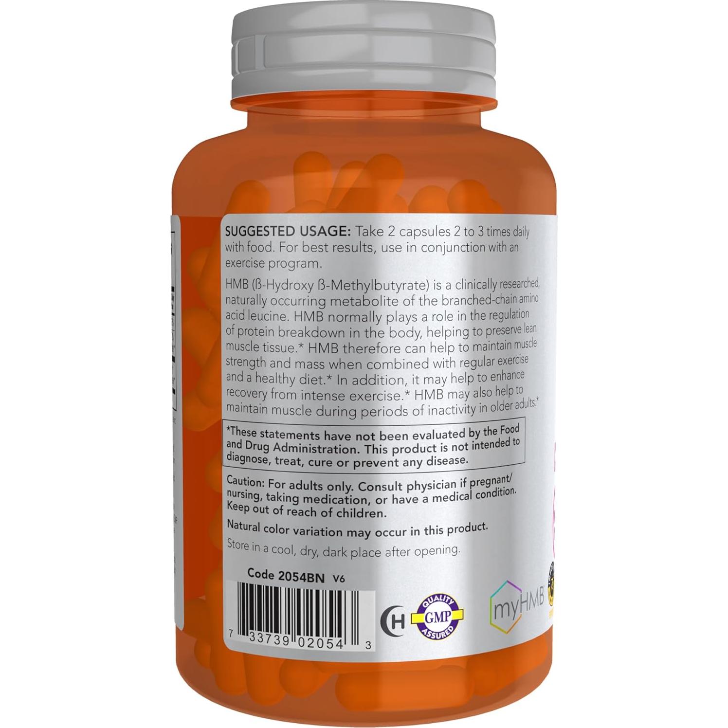 Suplemento HMB NOW Foods 500 mg 120 Cápsulas Veganas