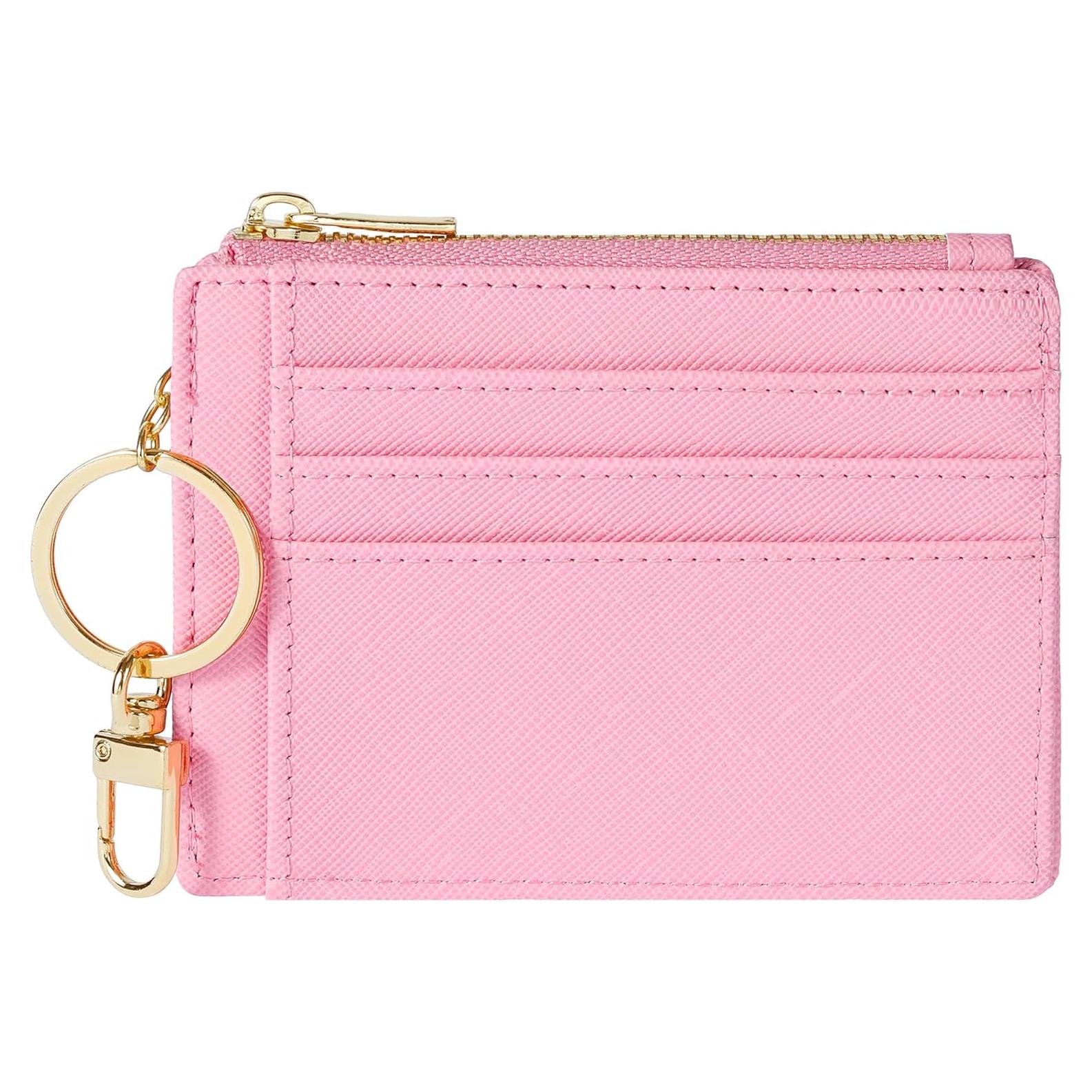 Tarjetero Delgado Sodsay para Mujeres Rosa con Llave