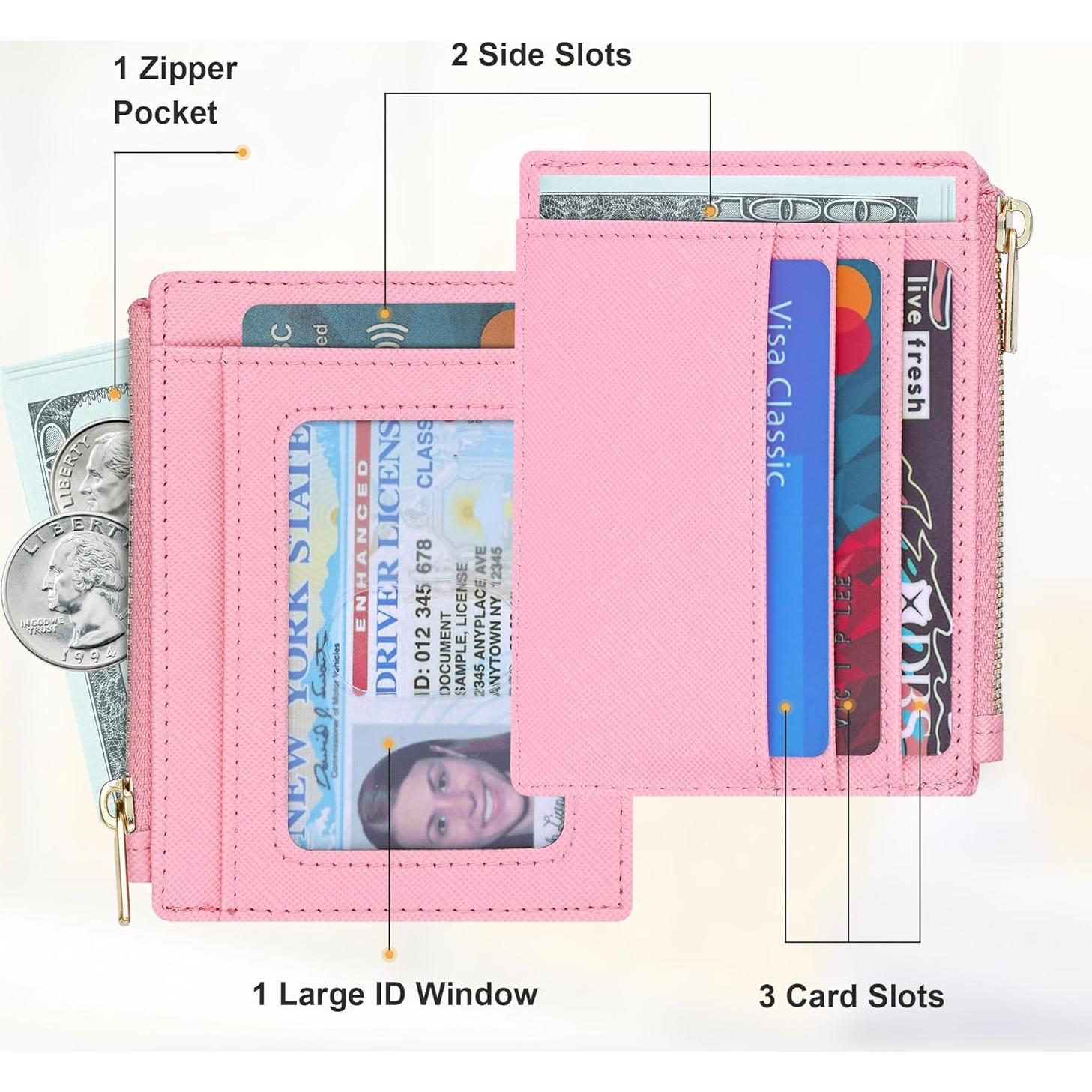 Tarjetero Delgado Sodsay para Mujeres Rosa con Llave