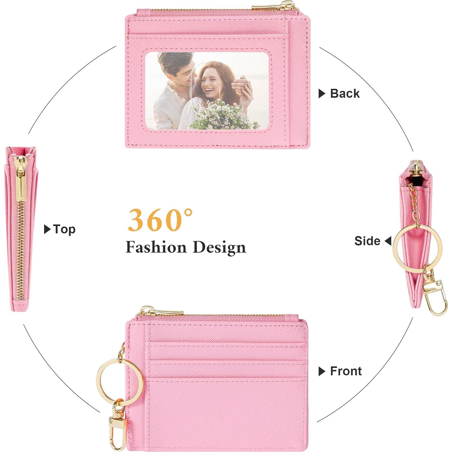 Tarjetero Delgado Sodsay para Mujeres Rosa con Llave