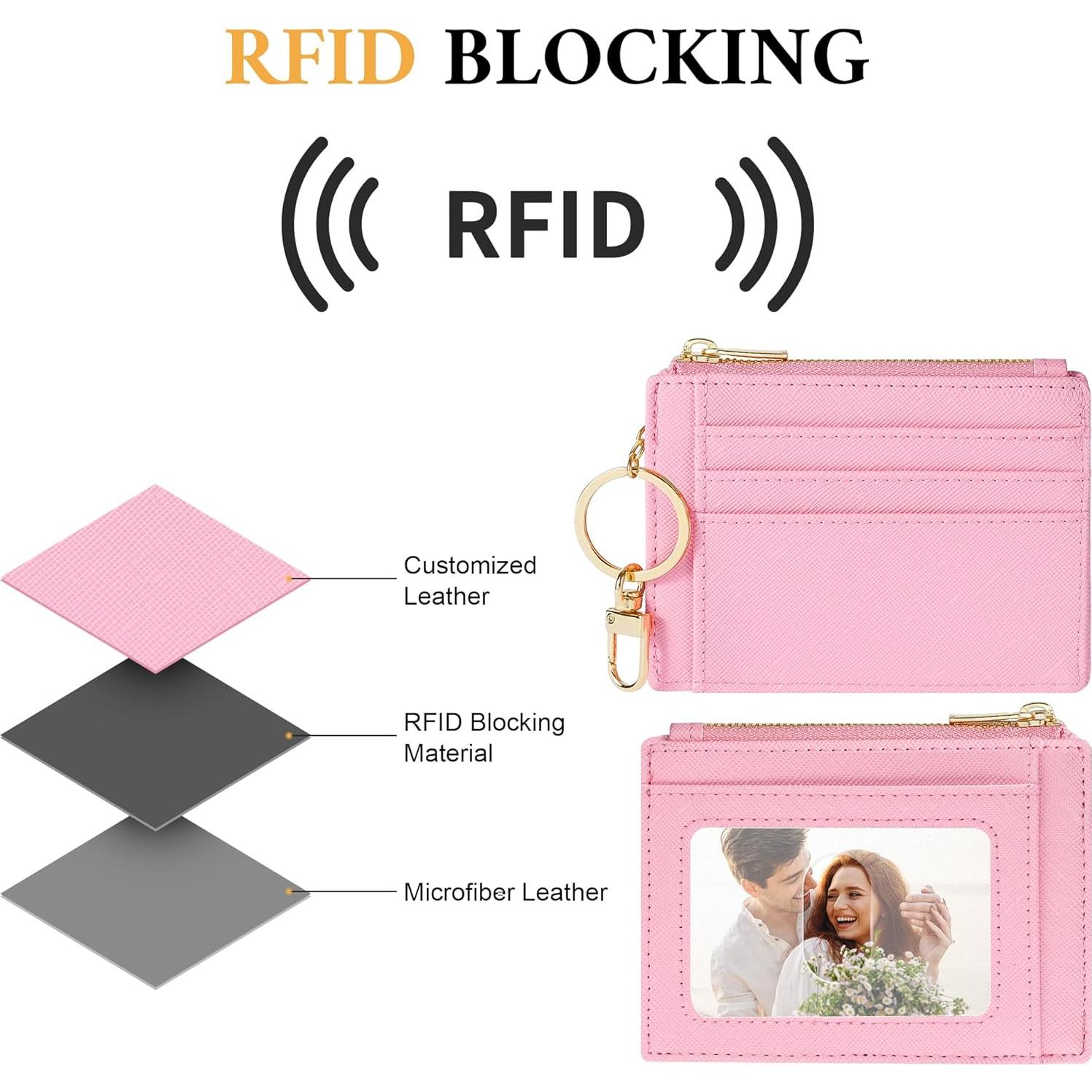 Tarjetero Delgado Sodsay para Mujeres Rosa con Llave