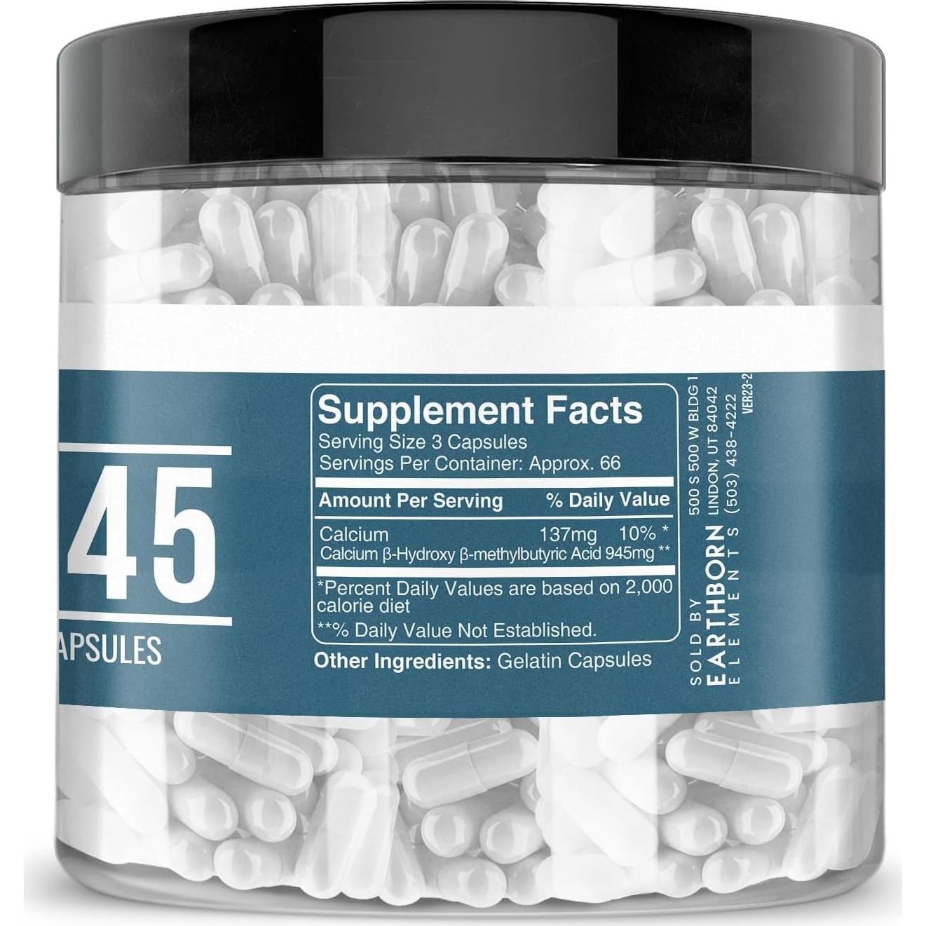 Suplemento HMB Tierra Nacida Elementos 200 Cápsulas Puro