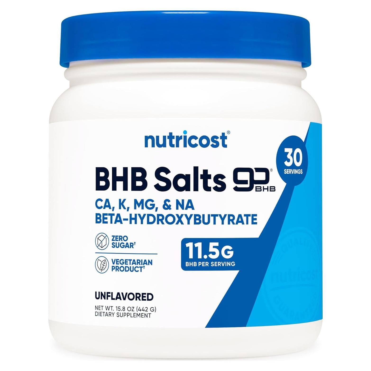 Nutricost Sales de Cetonas BHB 4-en-1 30 Porciones Sin Sabor