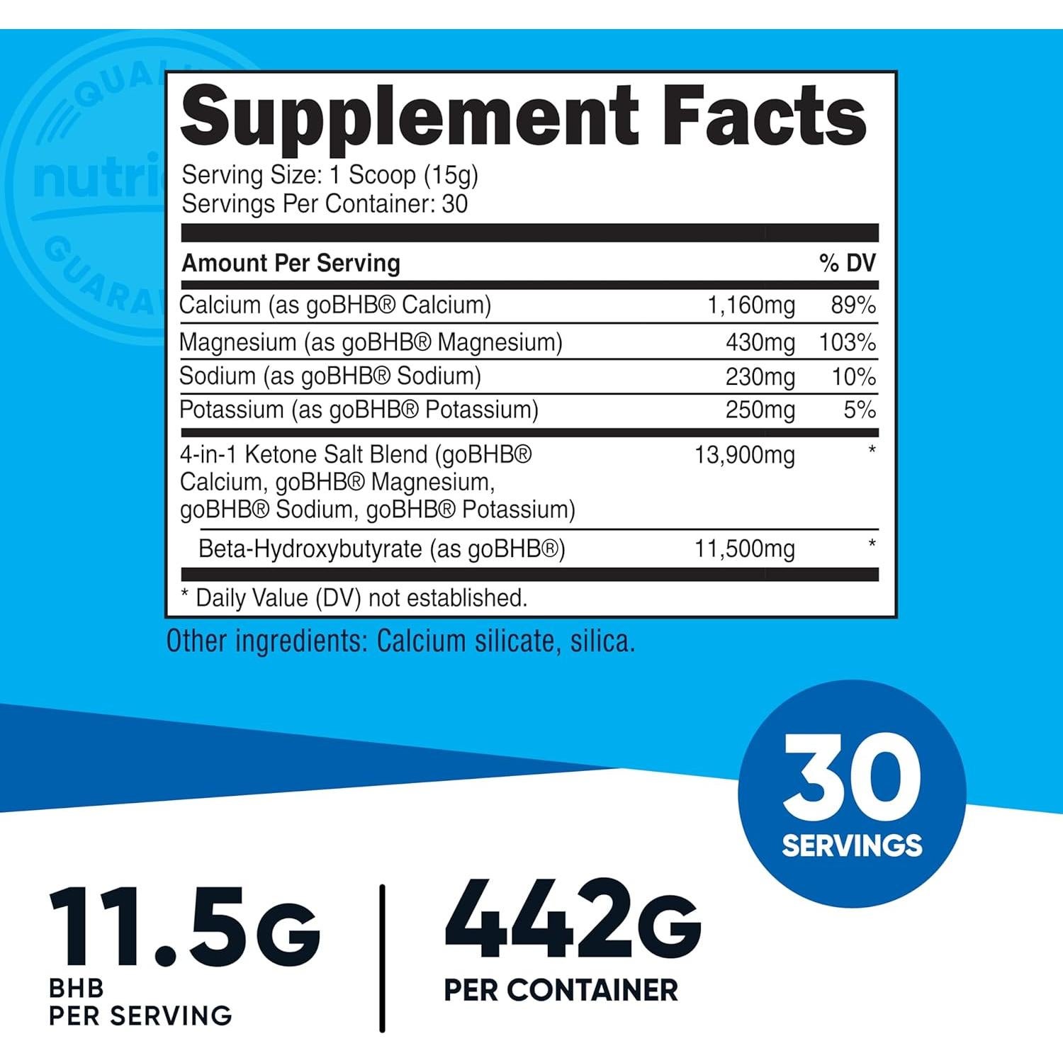 Nutricost Sales de Cetonas BHB 4-en-1 30 Porciones Sin Sabor