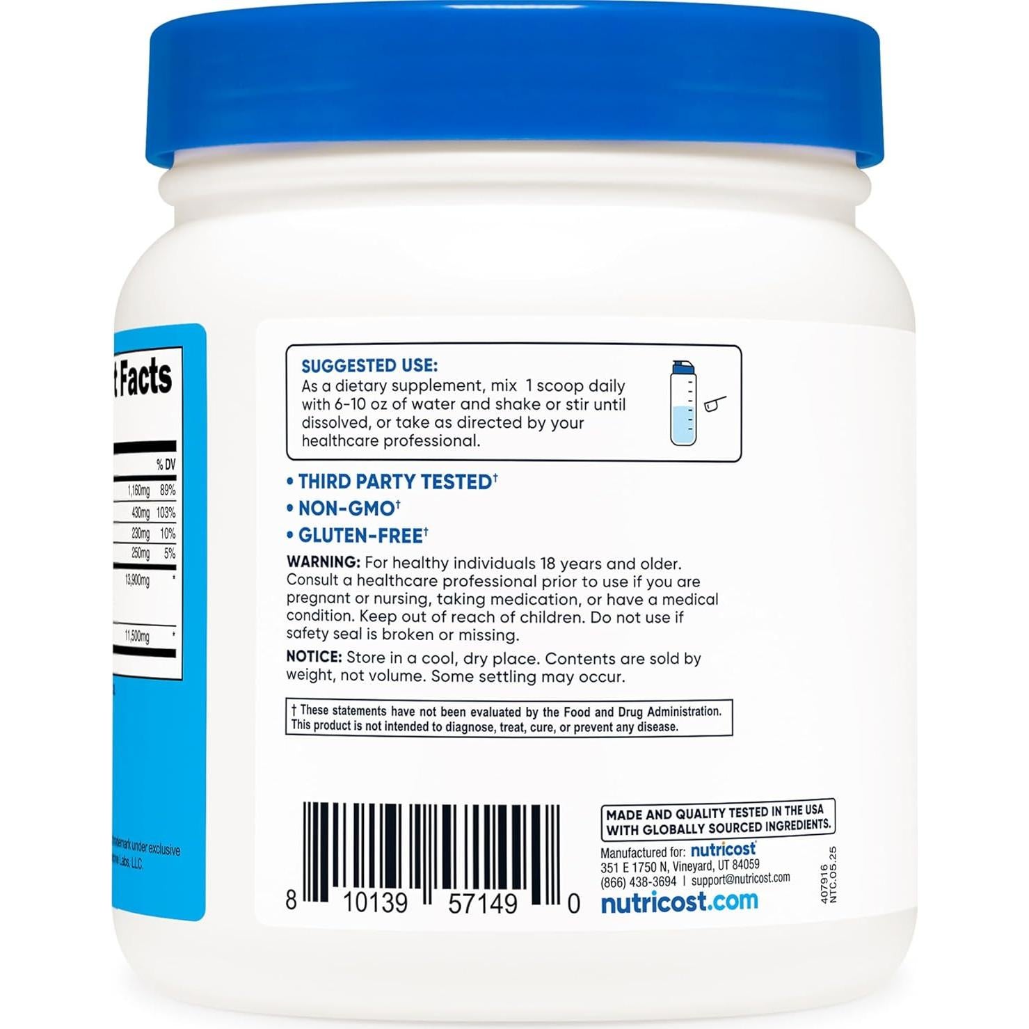 Nutricost Sales de Cetonas BHB 4-en-1 30 Porciones Sin Sabor