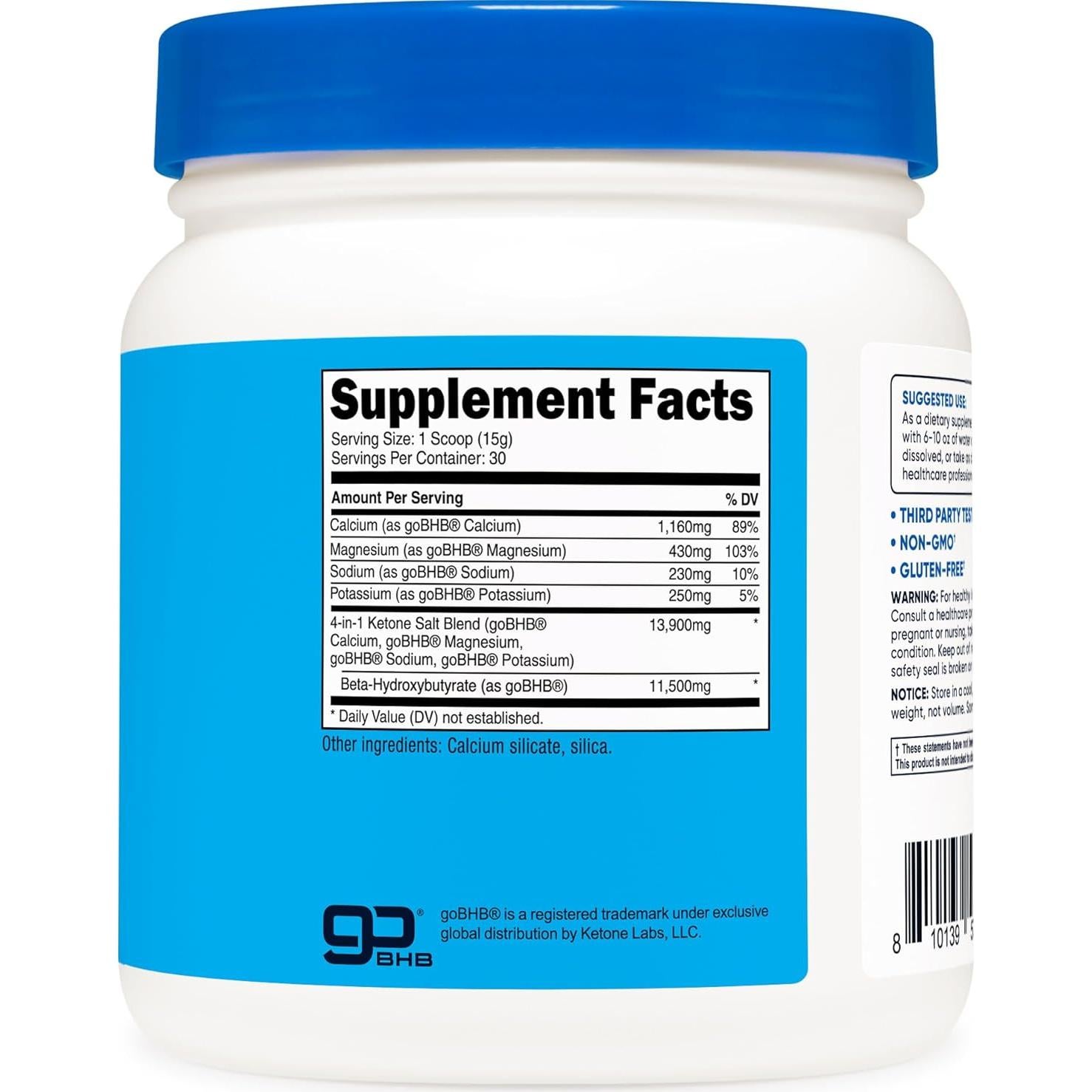 Nutricost Sales de Cetonas BHB 4-en-1 30 Porciones Sin Sabor