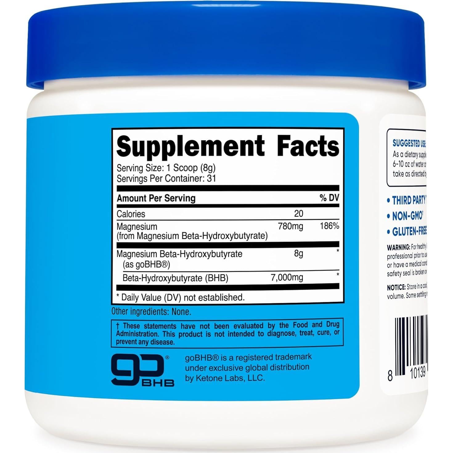 Sales de Cetonas de Magnesio Nutricost 250g - 6.5g BHB