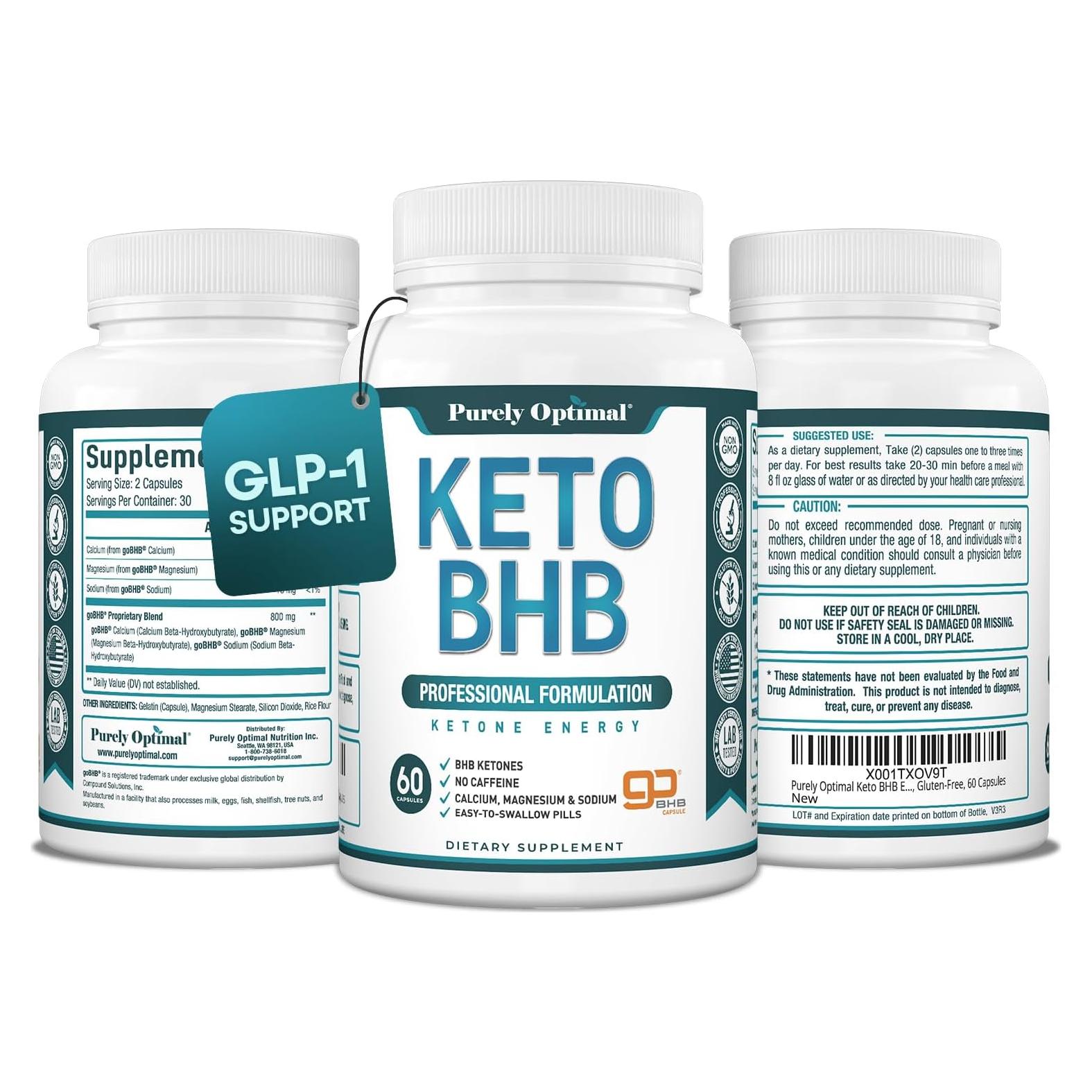 Cápsulas de BHB Keto Purely Optimal - 60 unidades para cetosis