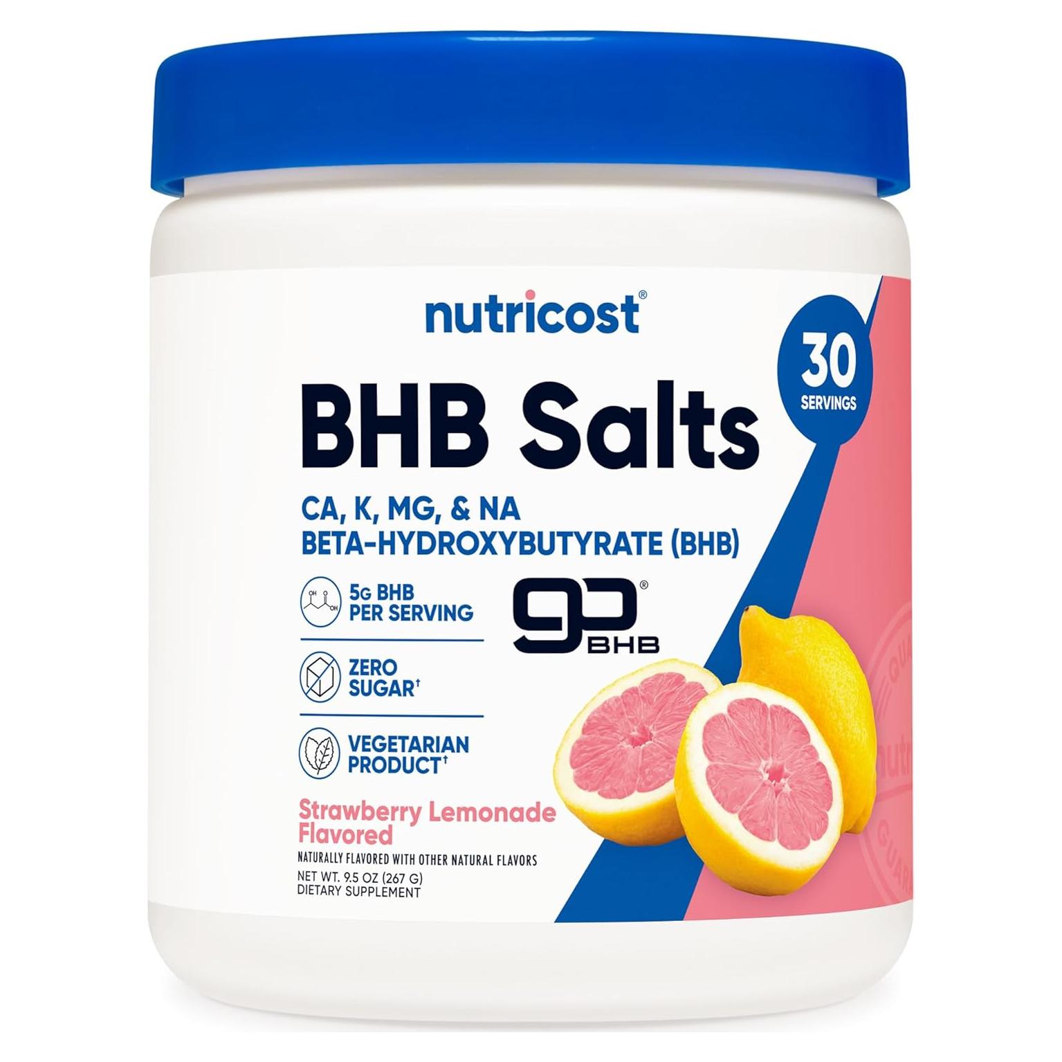 Mezcla de Bebida de Sales de BHB Nutricost 269g Sabor Limón de Fresa