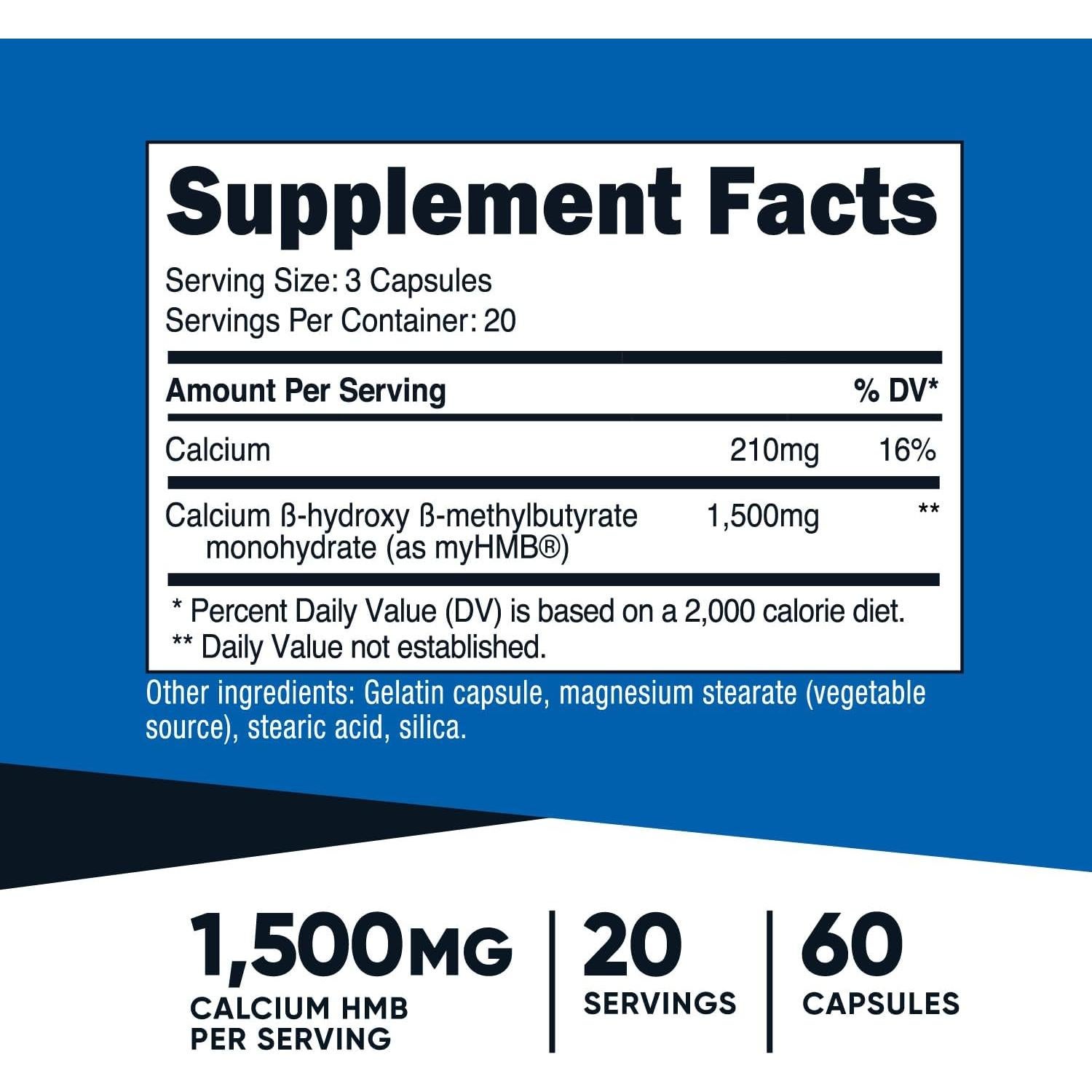 Nutricost HMB Cápsulas 1500MG 60 Unidades - Rendimiento Deportivo