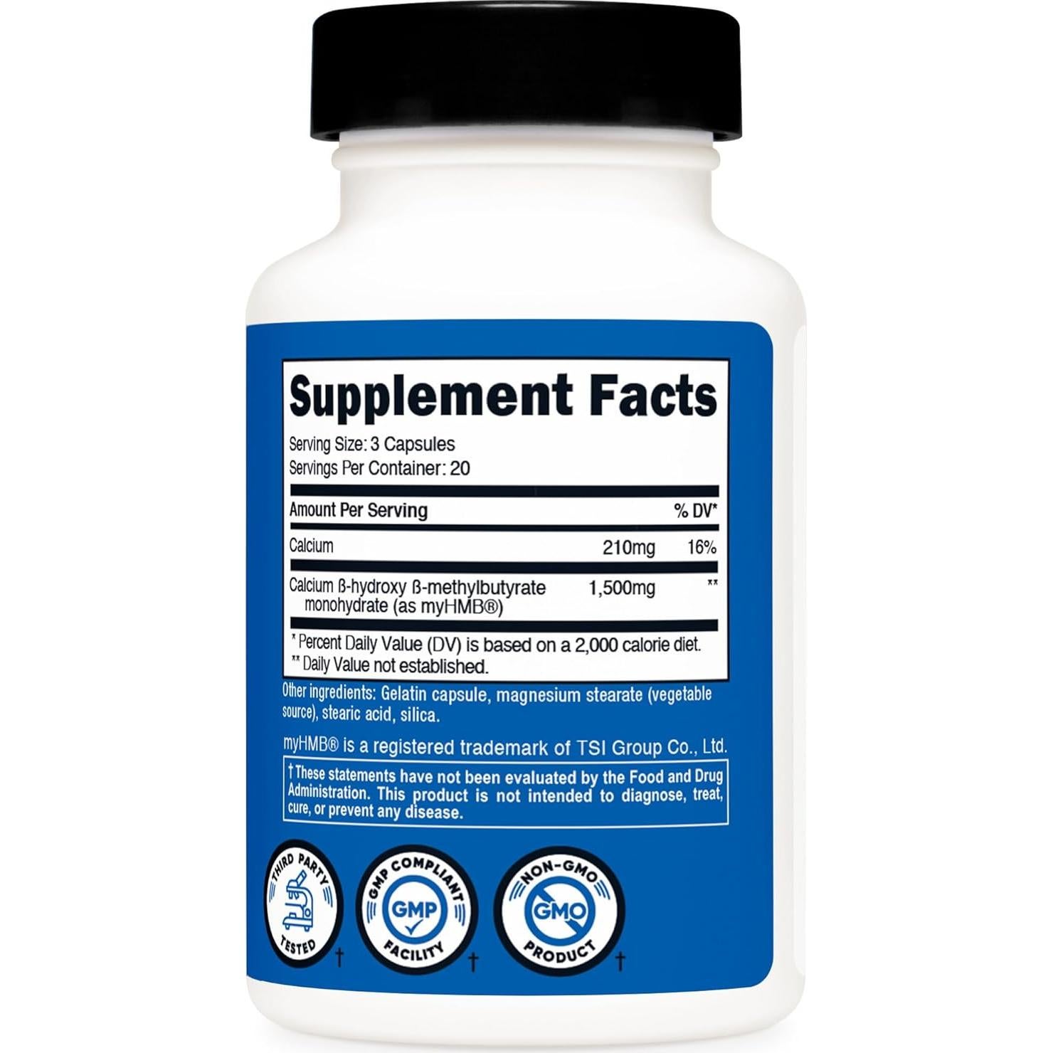 Nutricost HMB Cápsulas 1500MG 60 Unidades - Rendimiento Deportivo