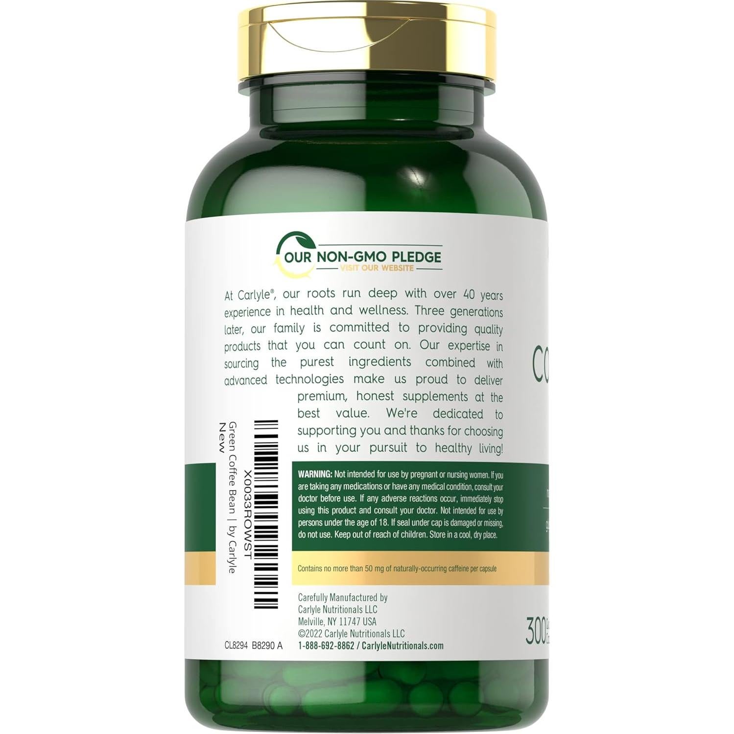 Extracto de Grano de Café Verde Carlyle 8000 mg 300 Cápsulas