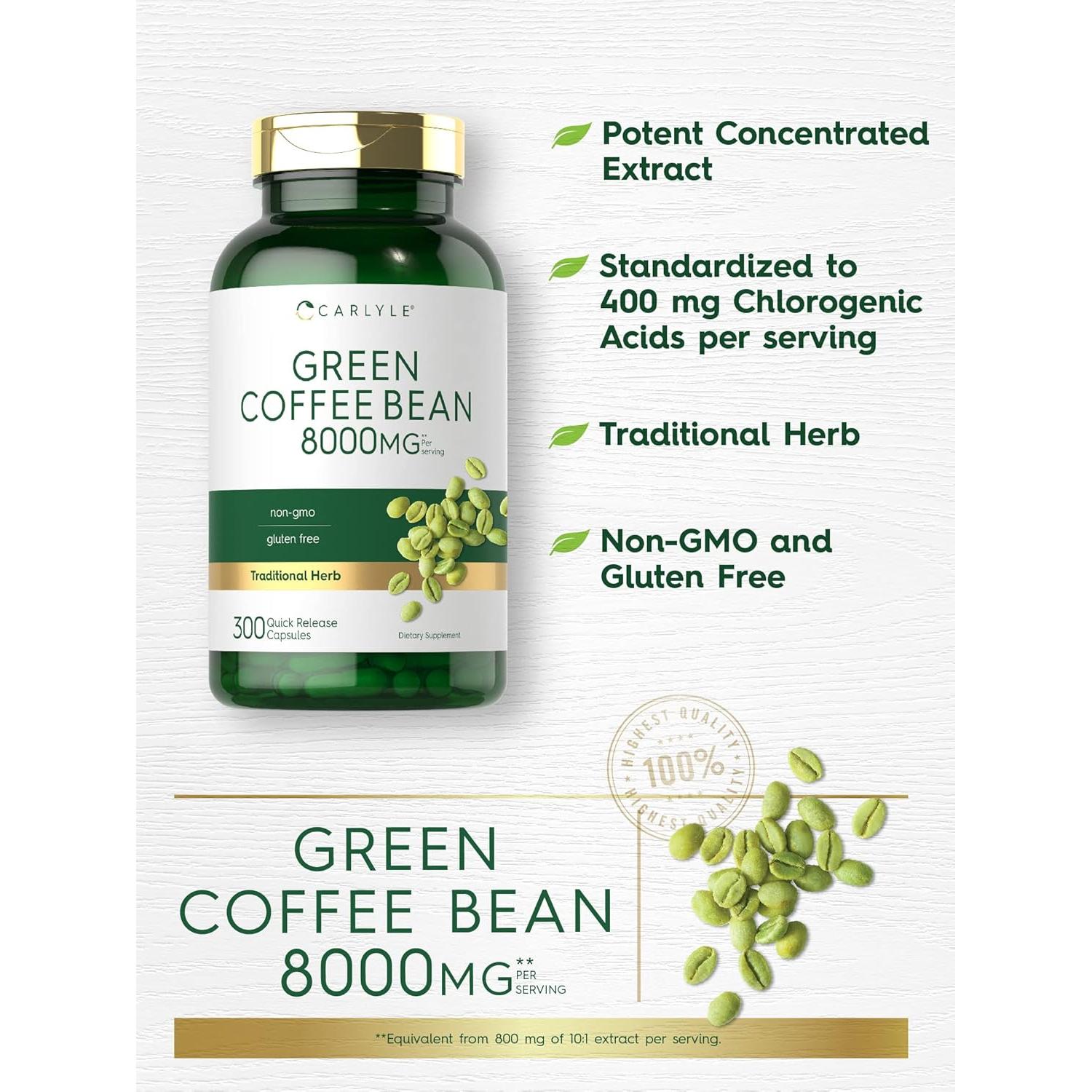 Extracto de Grano de Café Verde Carlyle 8000 mg 300 Cápsulas