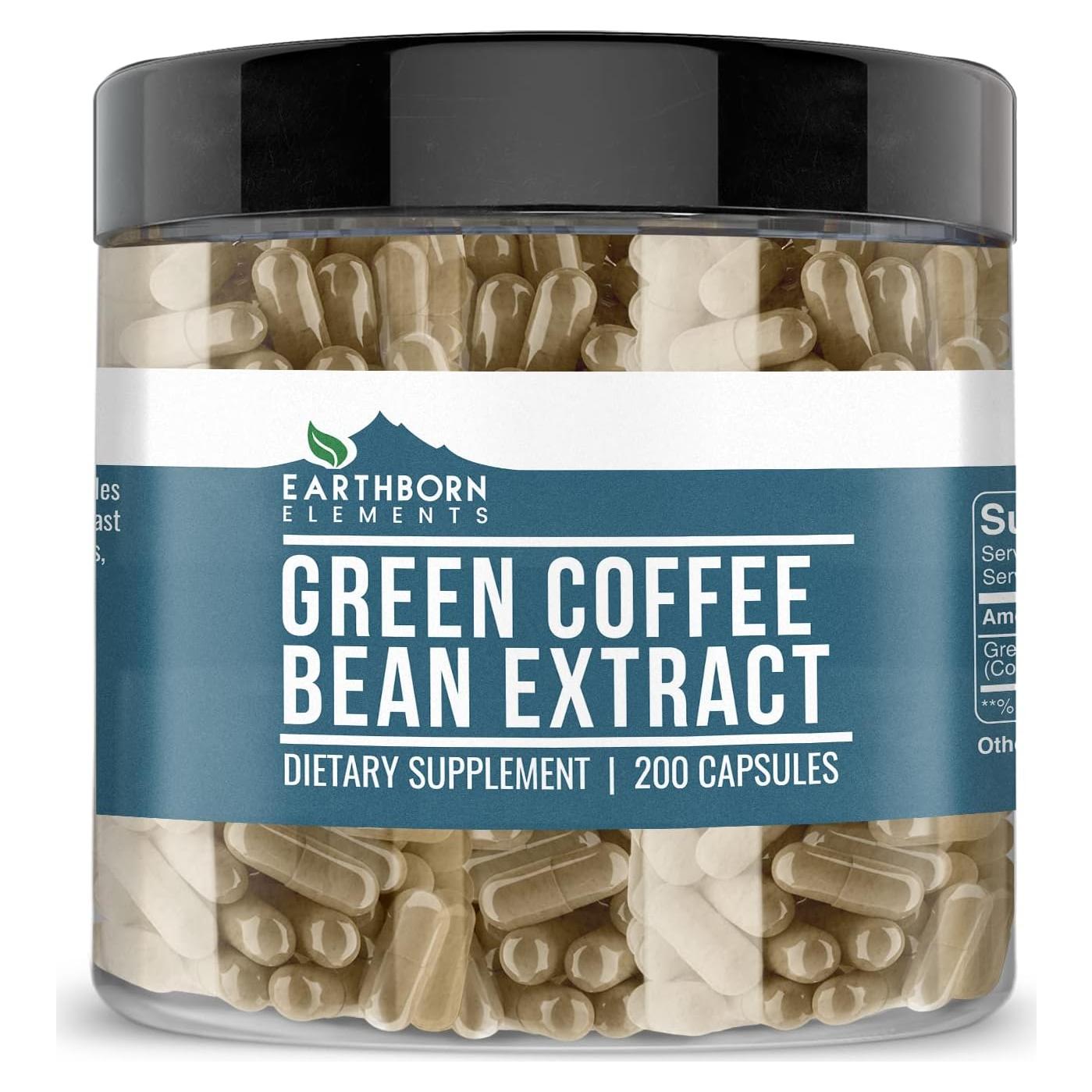 Extracto de Grano de Café Verde Earthborn Elements 200 Cápsulas Puro