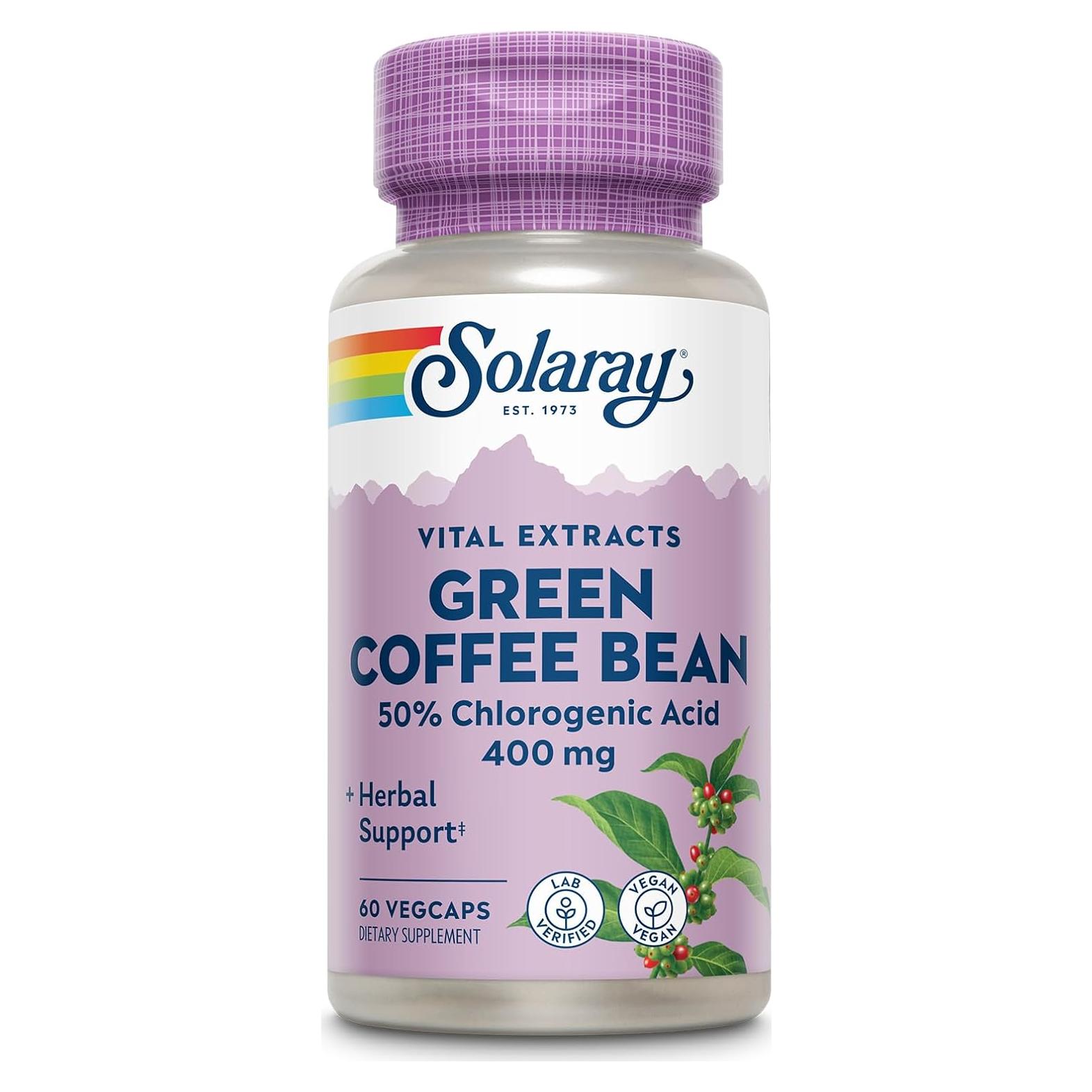 Extracto de Grano de Café Verde Solaray 400mg 60 Cápsulas