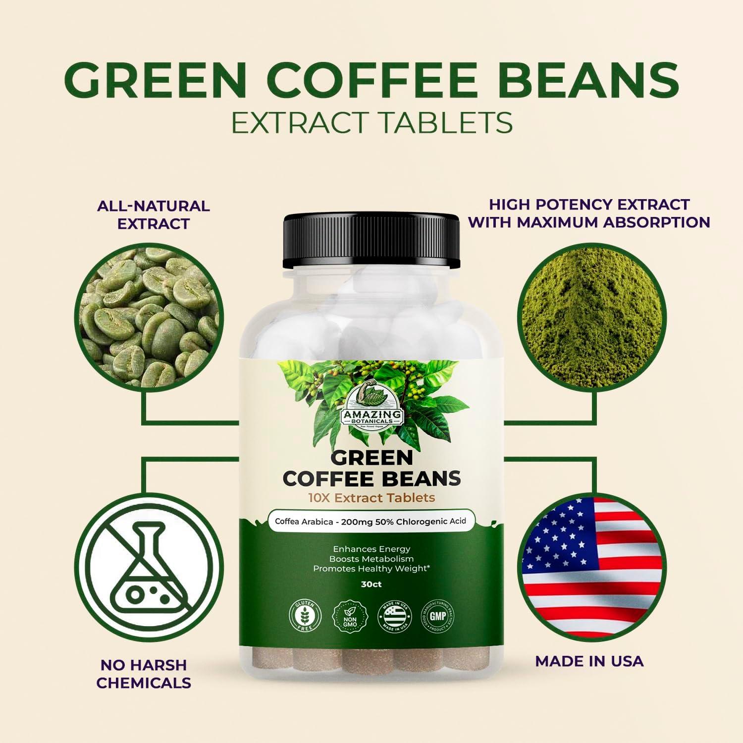 Tabletas de Extracto de Café Verde Amazing Botanicals 200mg 30 Unidades