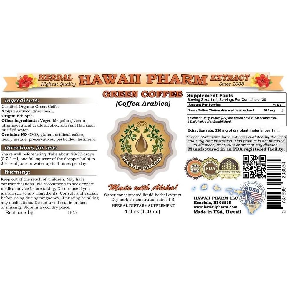 Extracto Líquido de Café Verde HawaiiPharm 118.3 ml