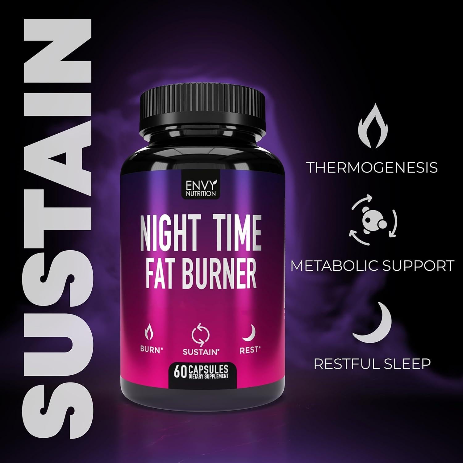 Suplemento Quemador de Grasa Nocturno Envy Nutrition 60 Cápsulas