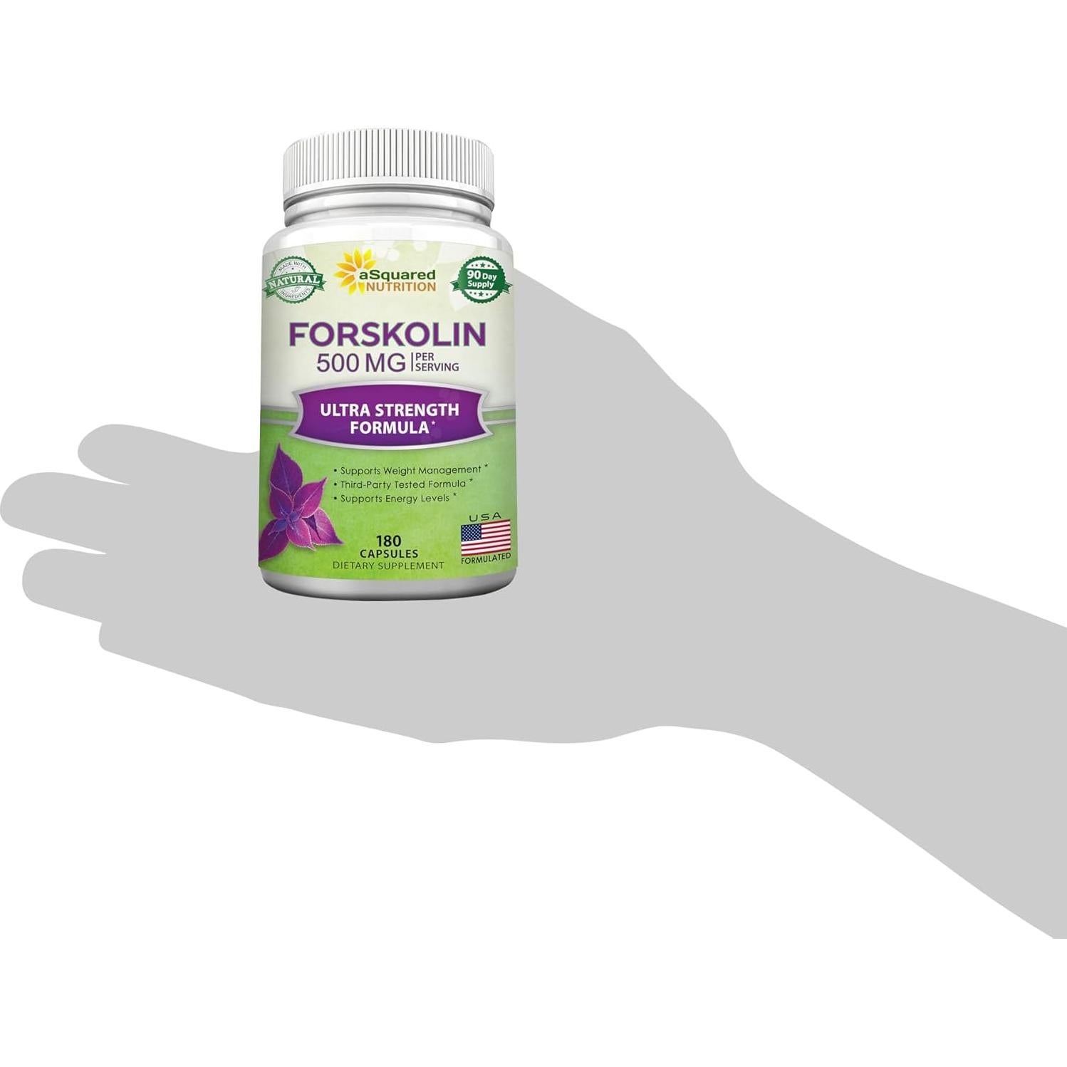 Suplemento de Forskolin 500mg aSquared Nutrition - 180 Cápsulas
