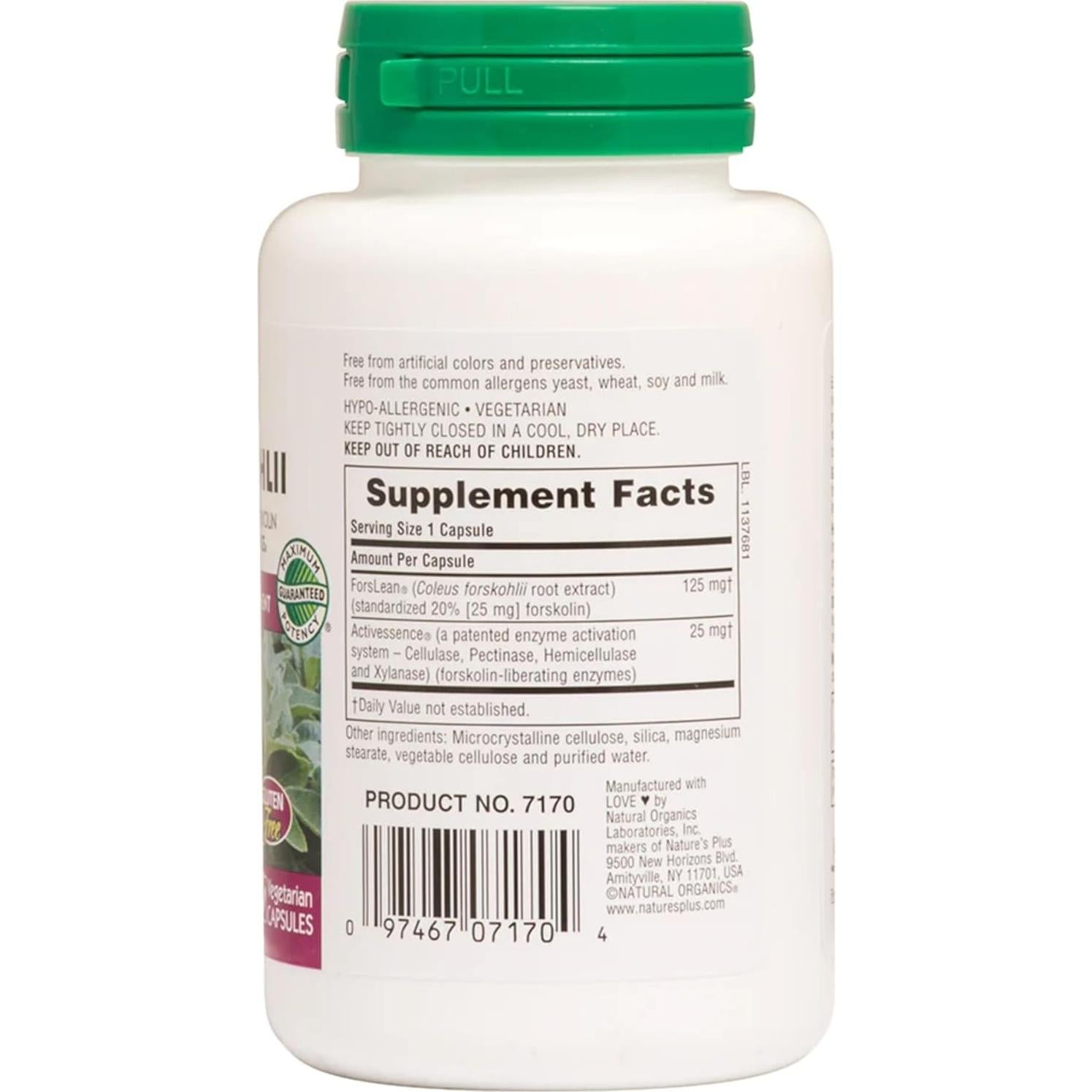 Coleus Forskohlii NaturesPlus - 60 Cápsulas Vegetarianas - Sin Gluten