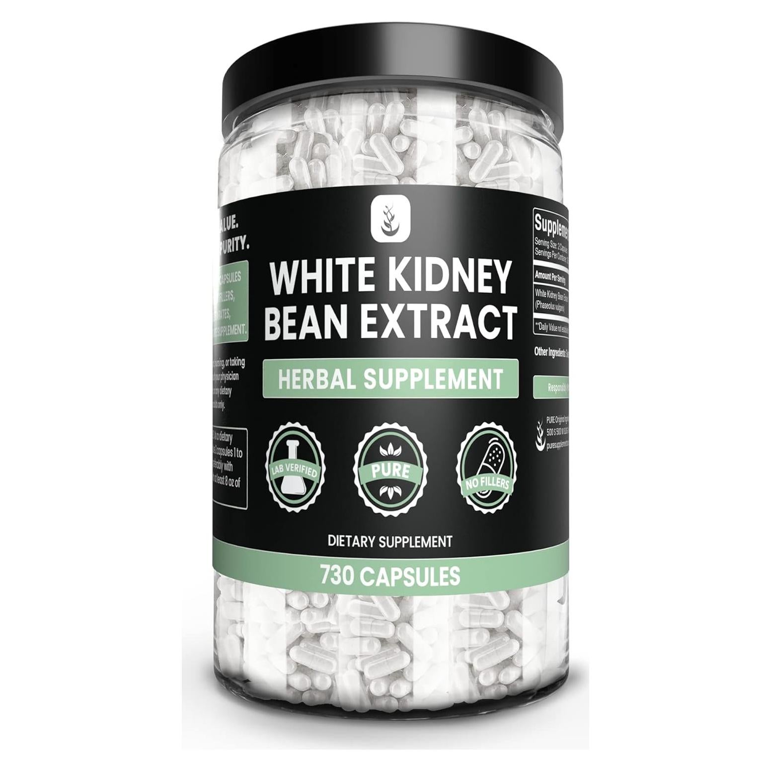 Extracto de Fasolas Blancas Puras 730 Cápsulas Sin Rellenos