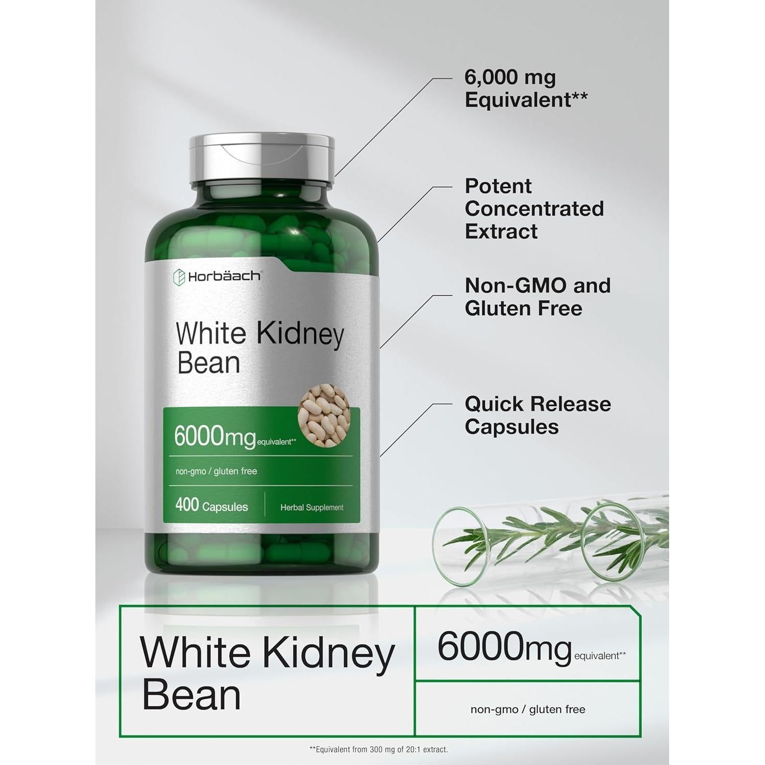 Cápsulas de Extracto de Frijol Blanco Horbäch 6000mg 400u