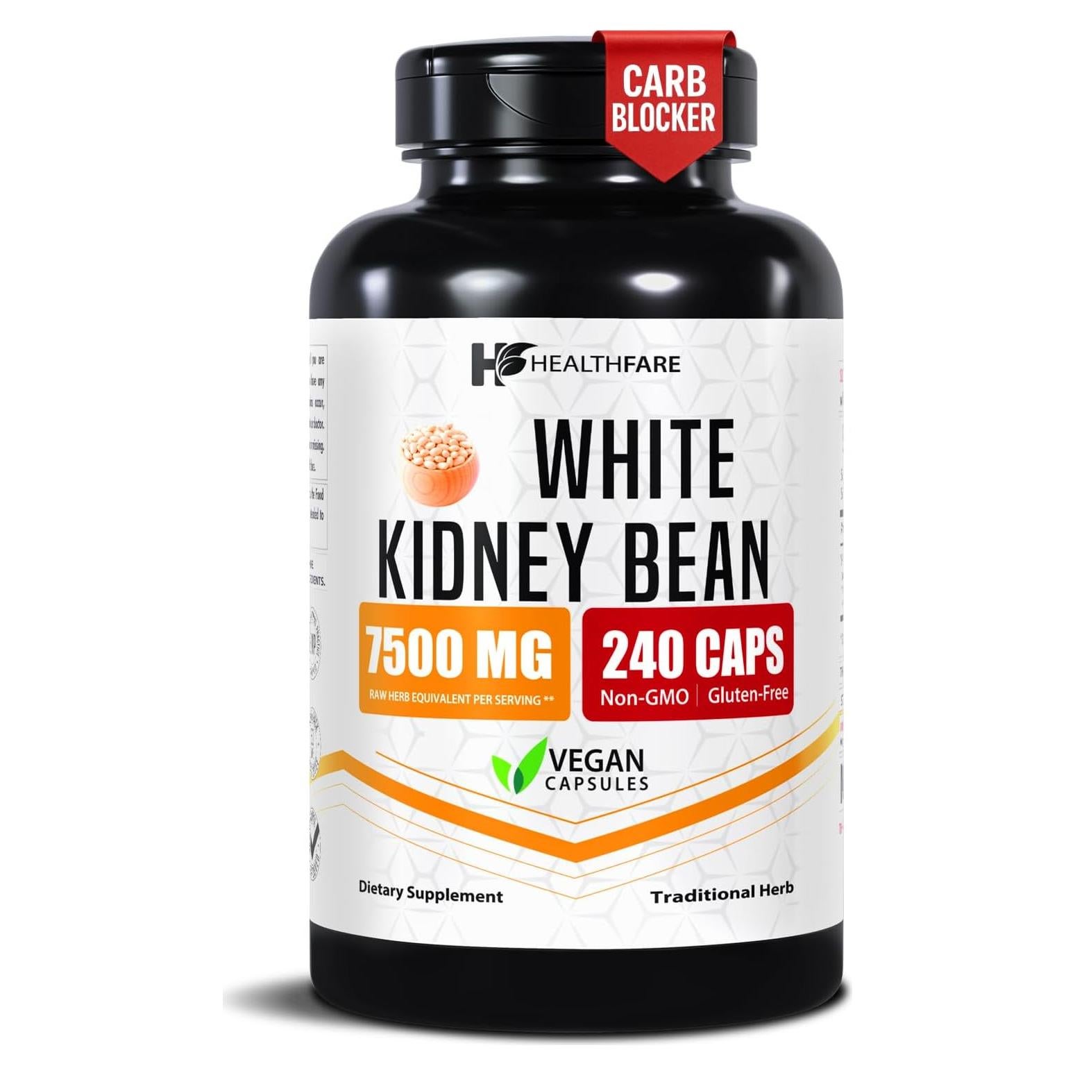 Extracto de Frijol Blanco HealthFare 7500mg 240 Cápsulas Veganas