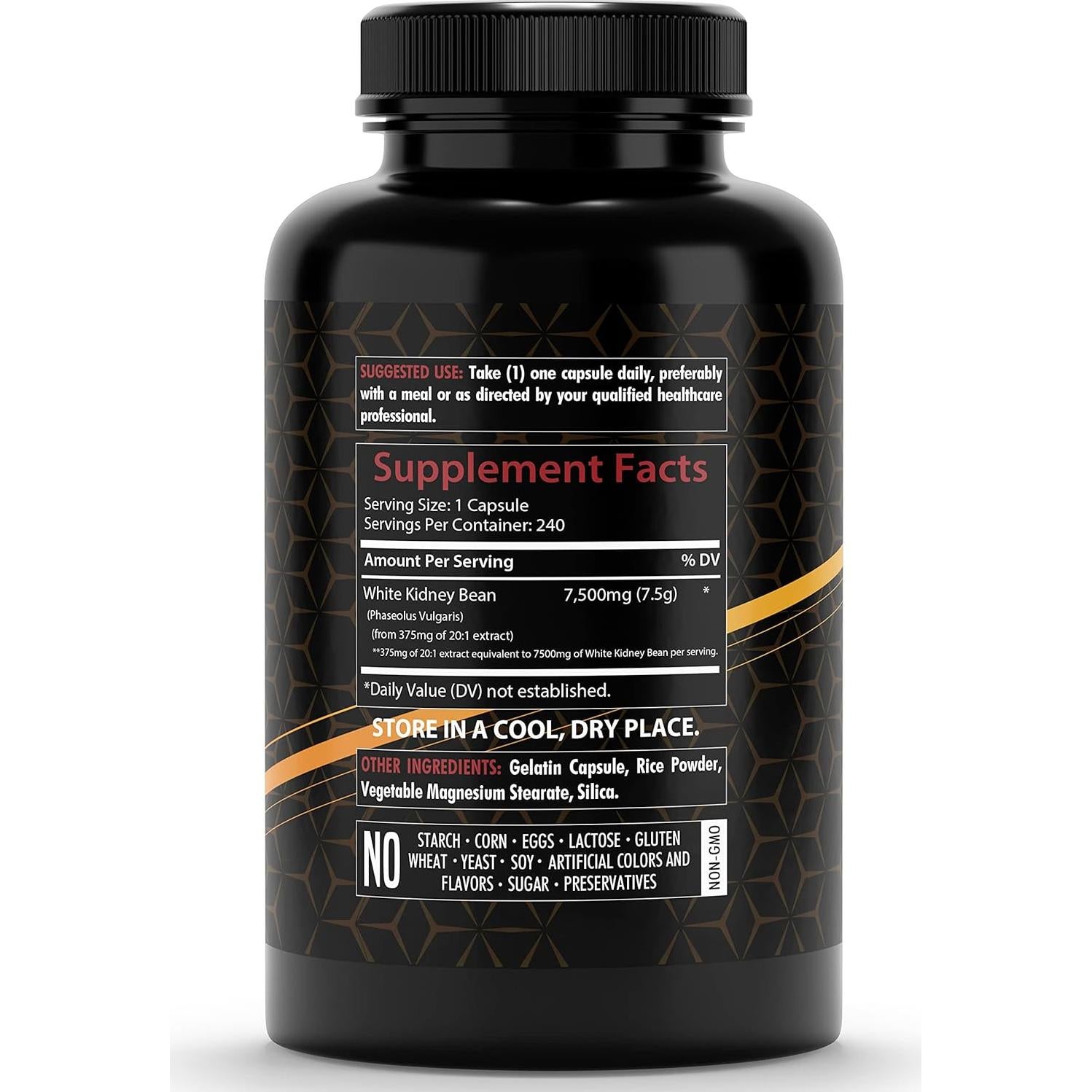 Extracto de Frijol Blanco HealthFare 7500mg 240 Cápsulas Veganas