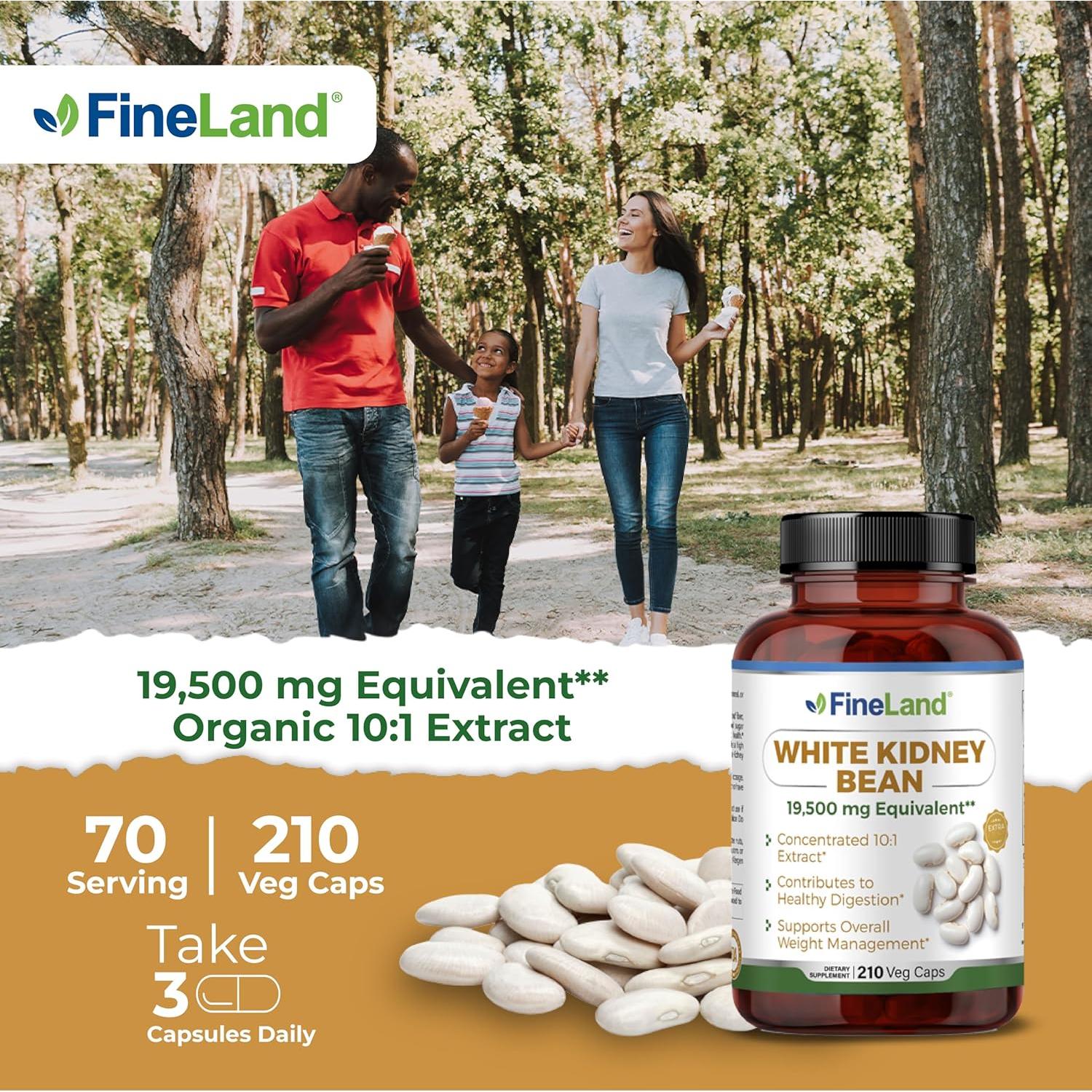 Extracto de Frijol Blanco FineLand 10:1 - 210 Cápsulas Veganas