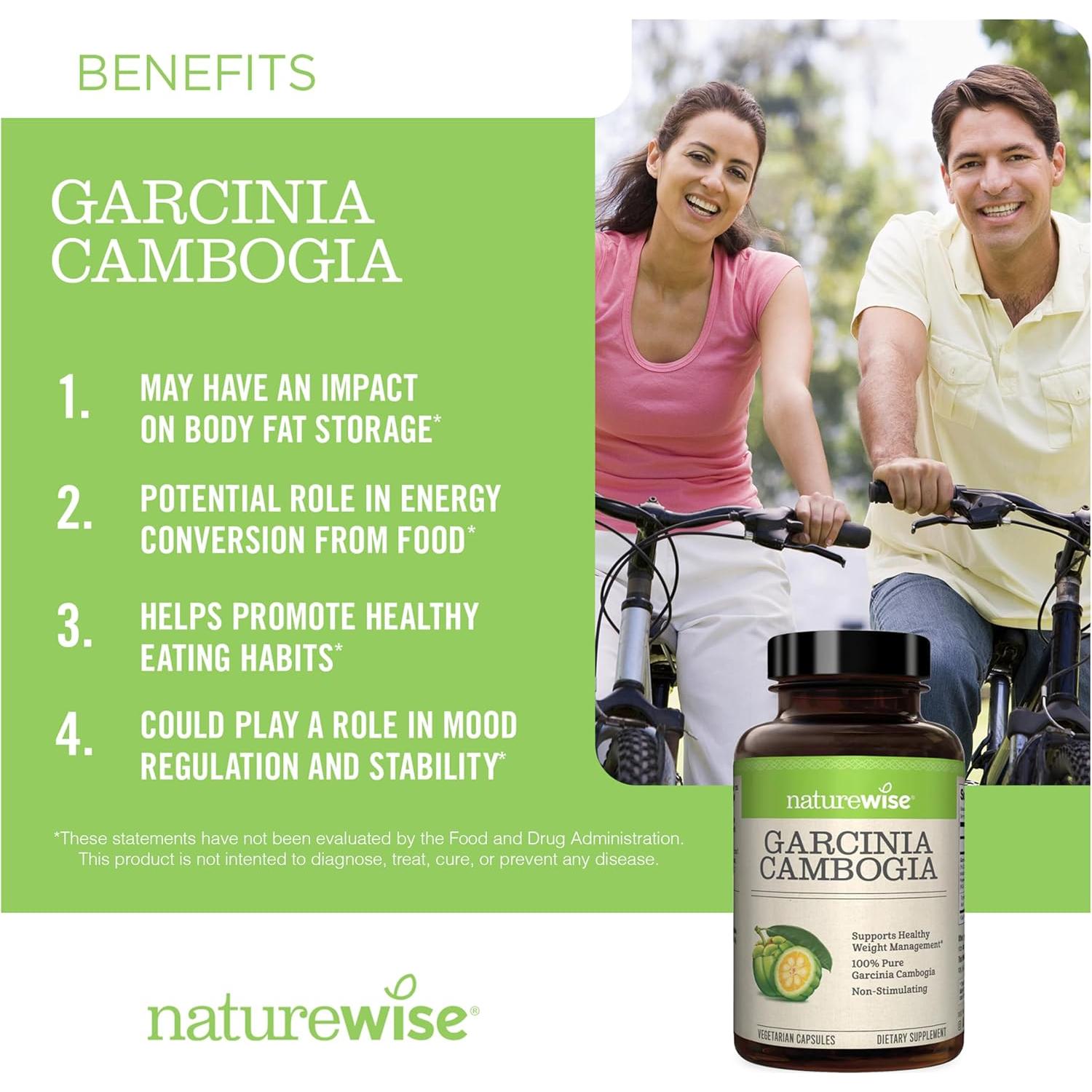 NatureWise Garcinia Cambogia 180 Cápsulas Veganas 60% HCA