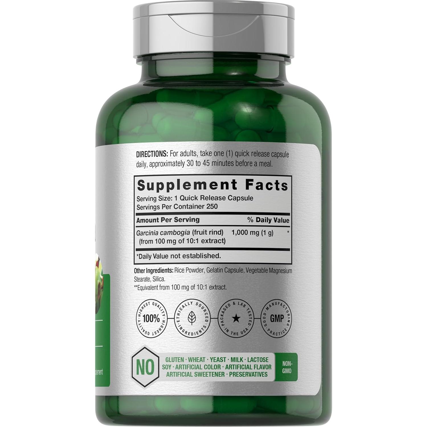 Extracto de Garcinia Cambogia Horbaach 1000mg 250 Cápsulas