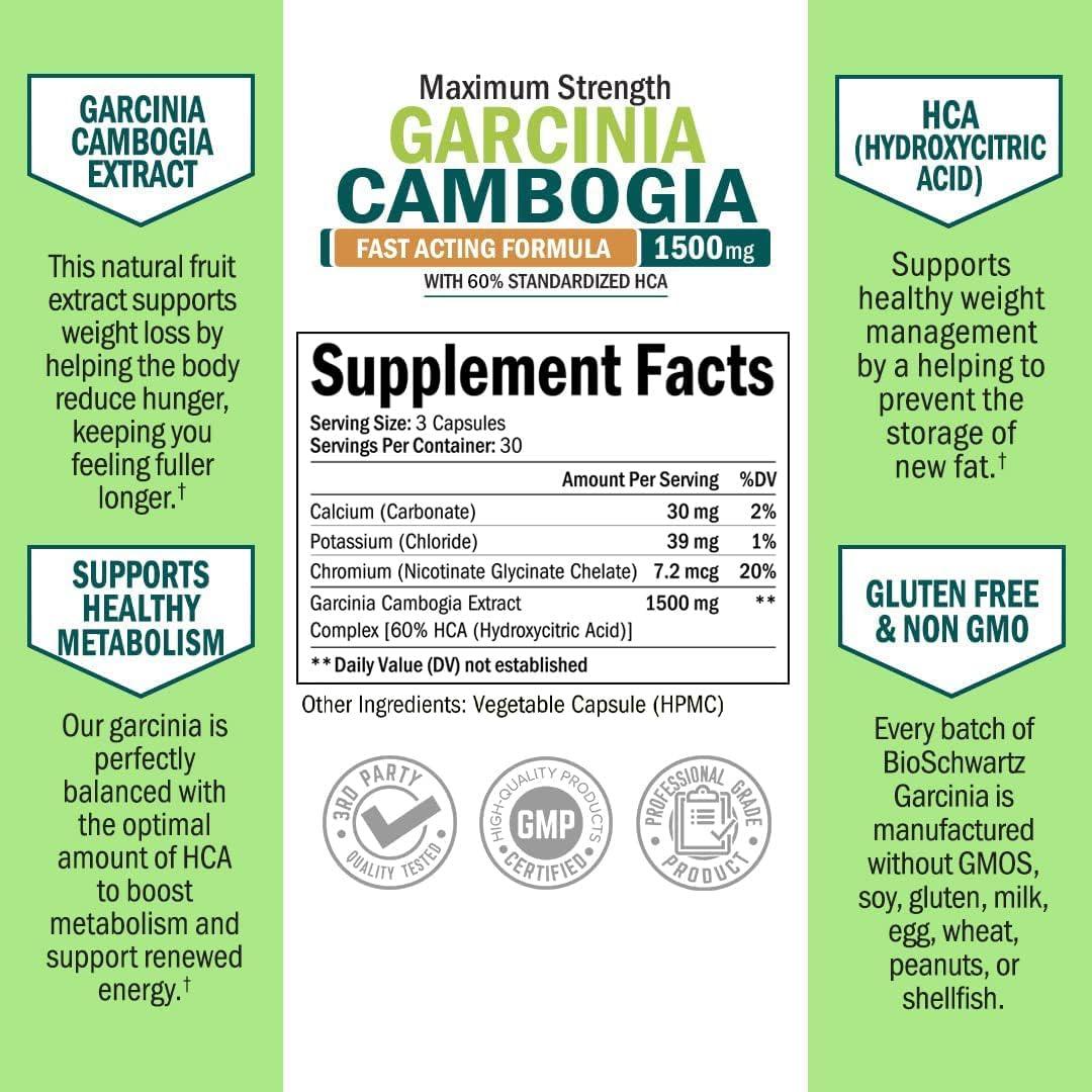 Píldoras Garcinia Cambogia BioSchwartz 1500mg - 90 Cápsulas