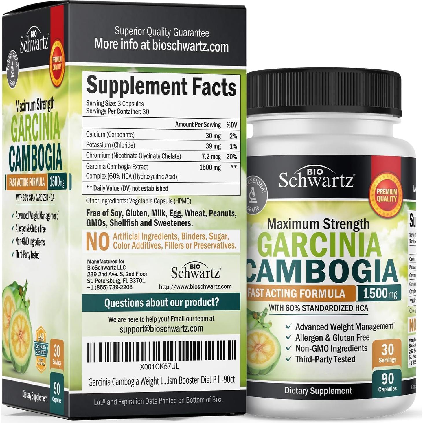 Píldoras Garcinia Cambogia BioSchwartz 1500mg - 90 Cápsulas