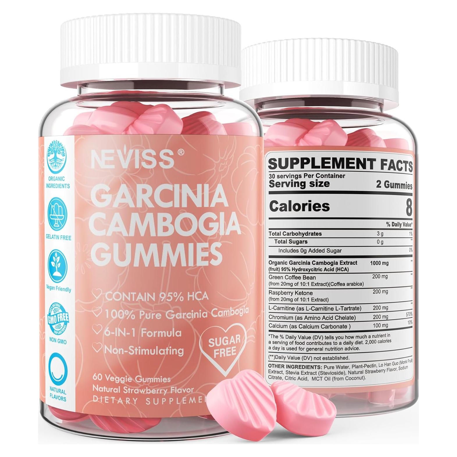 Gomitas Veganas Garcinia Cambogia 1000mg Sin Azúcar 60 Unidades