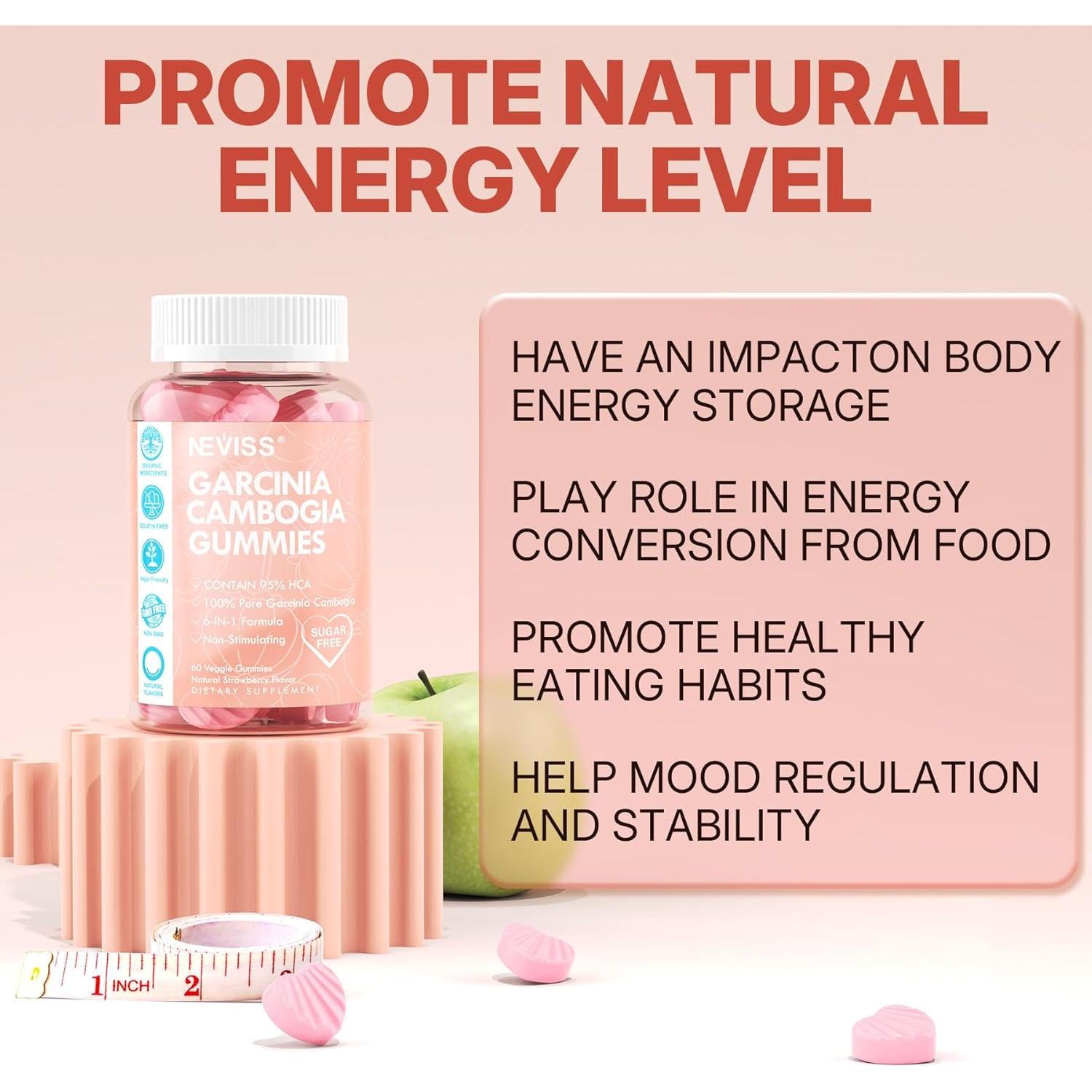 Gomitas Veganas Garcinia Cambogia 1000mg Sin Azúcar 60 Unidades