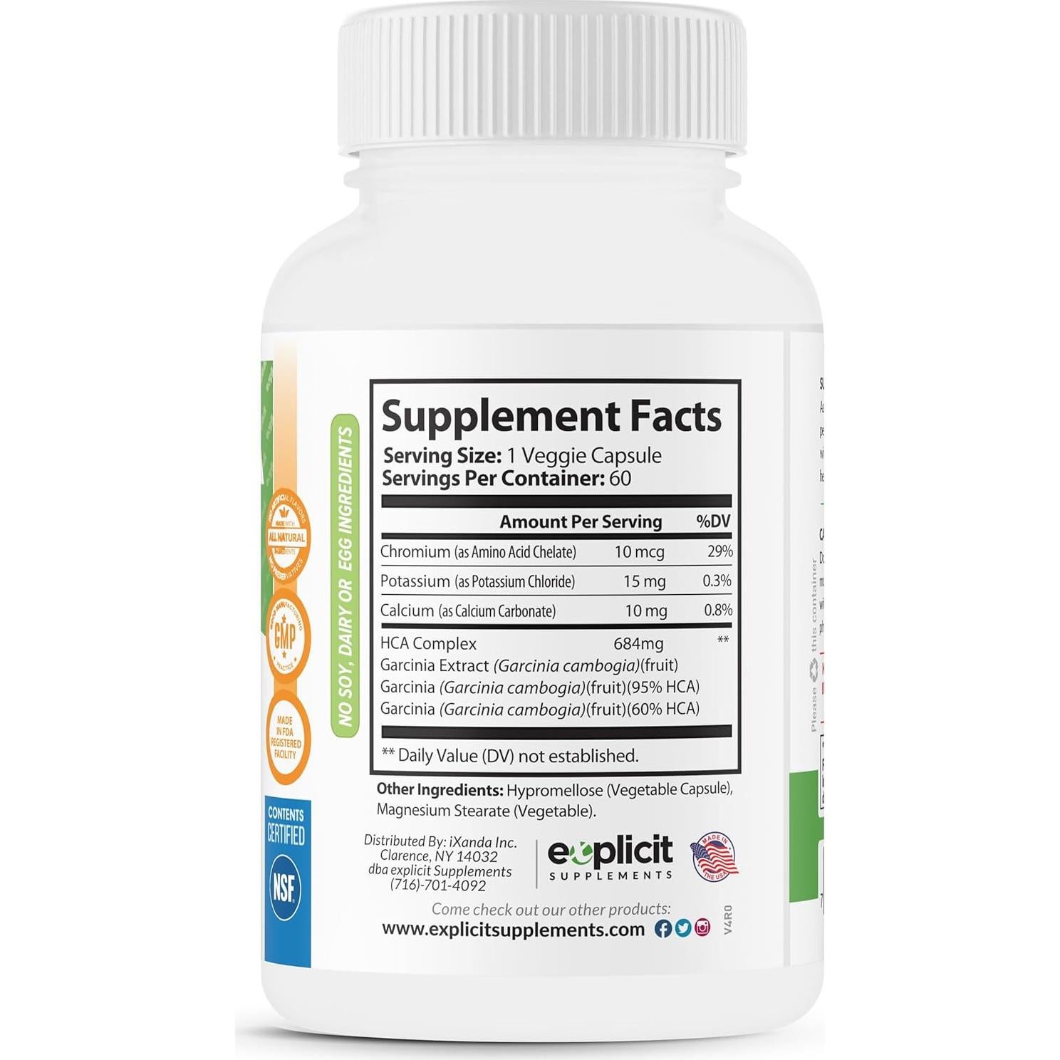 Garcinia Cambogia 95% HCA eXplicit 1400mg - Suplemento Natural