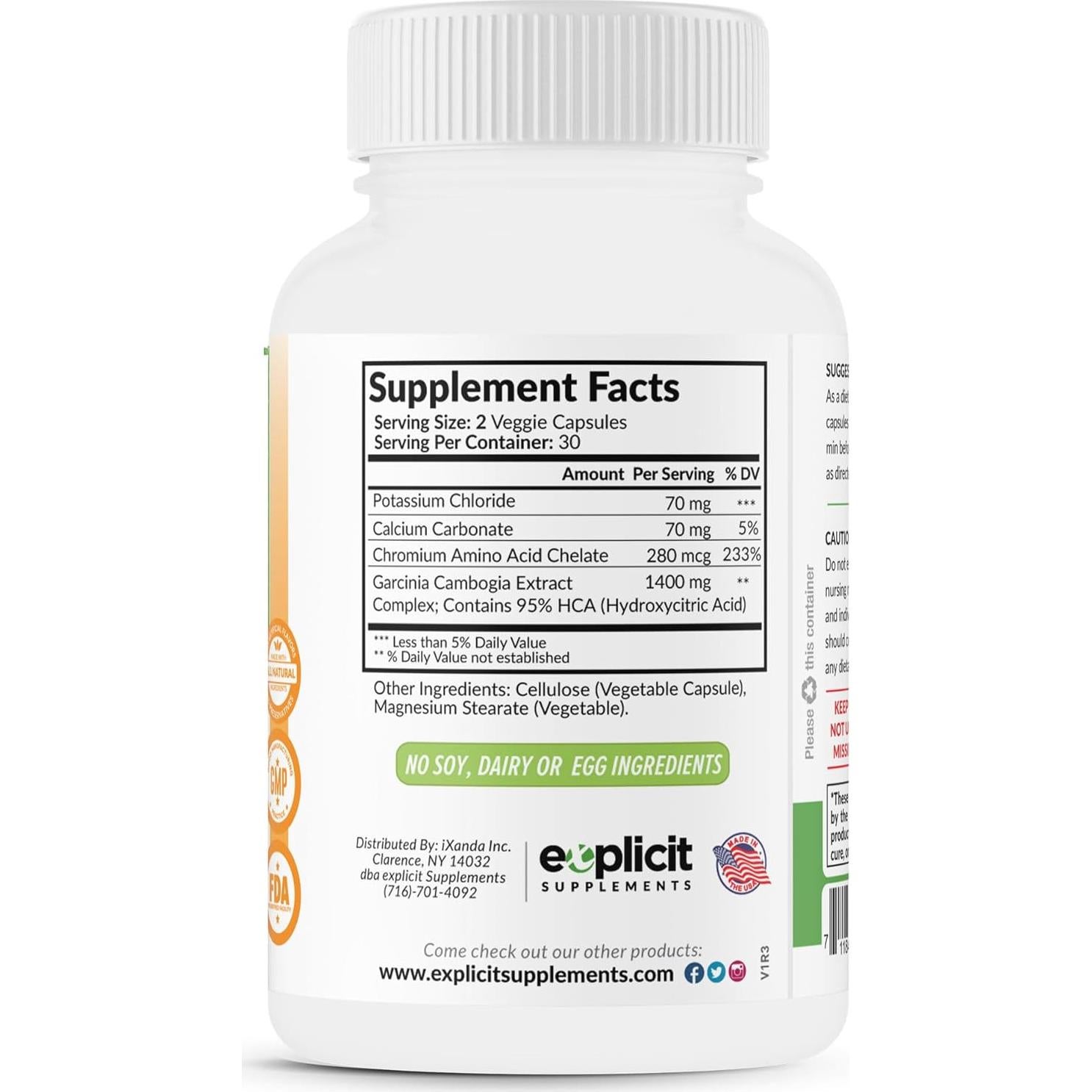Garcinia Cambogia 95% HCA eXplicit 1400mg - Suplemento Natural
