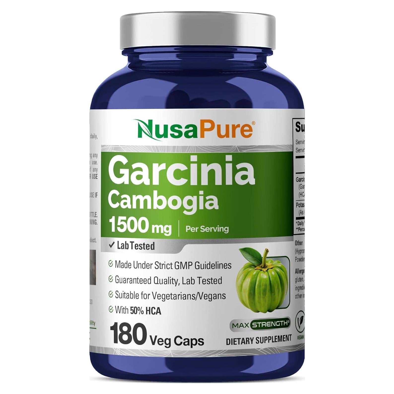 NusaPure Garcinia Cambogia 180 Cápsulas 1500mg Veganas